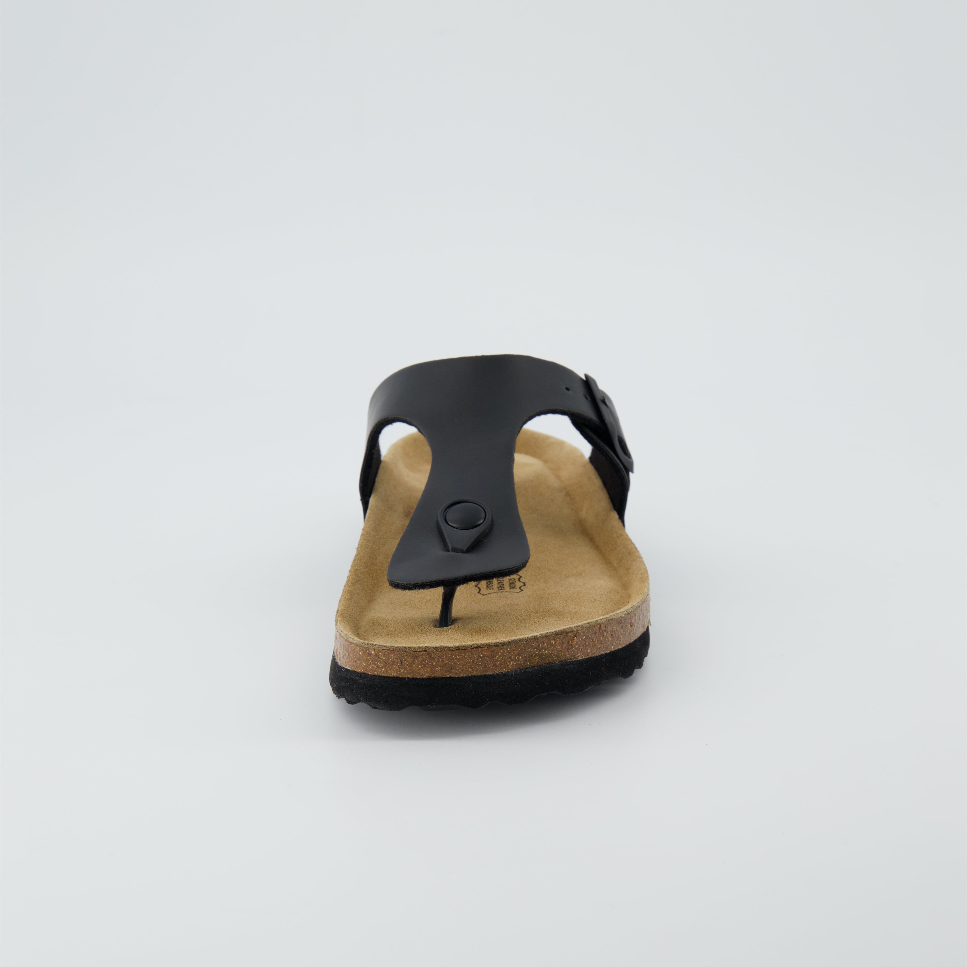 Leah Cork Footbed Thong Sandal Black Oily Medium