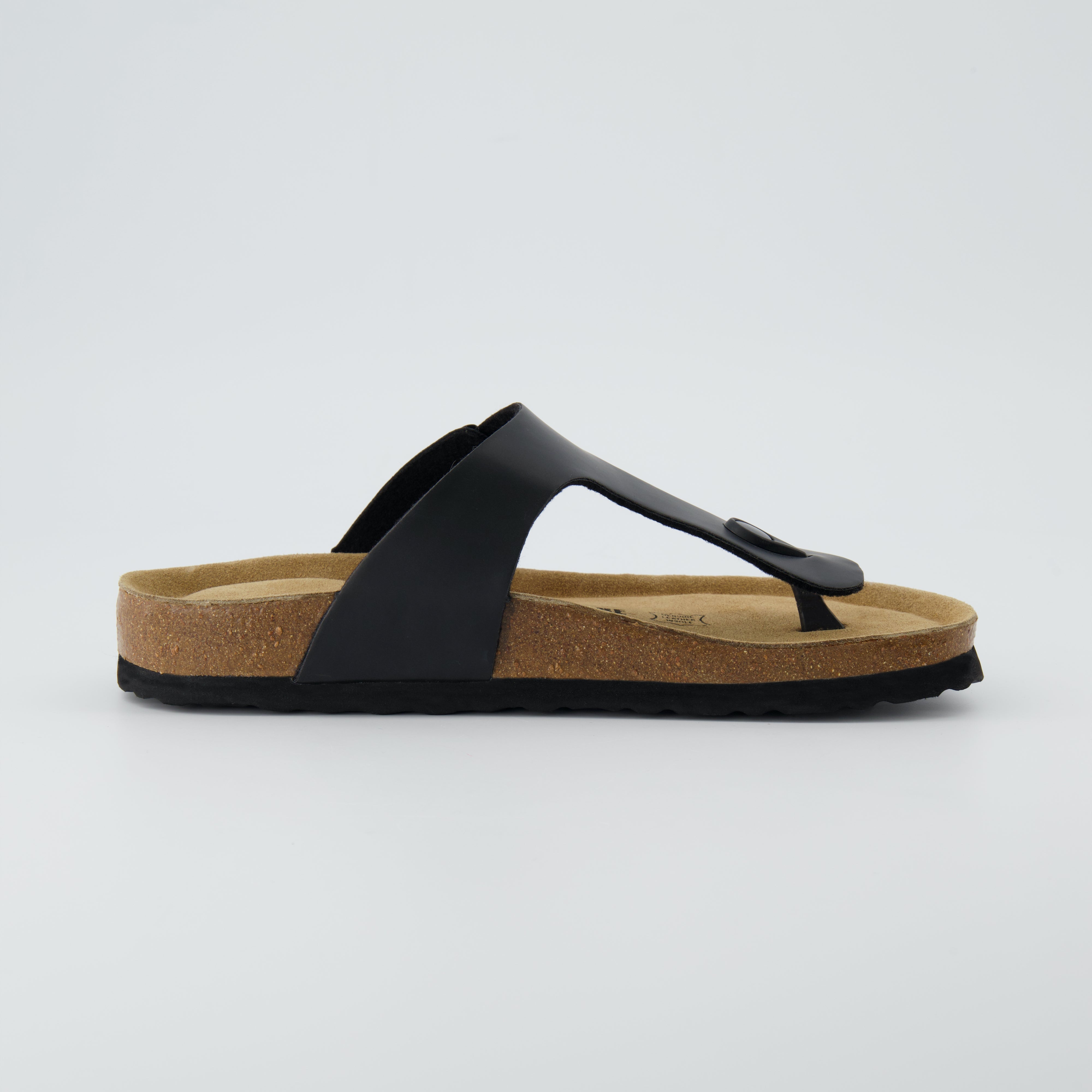 Leah Cork Footbed Thong Sandal Black Oily Medium