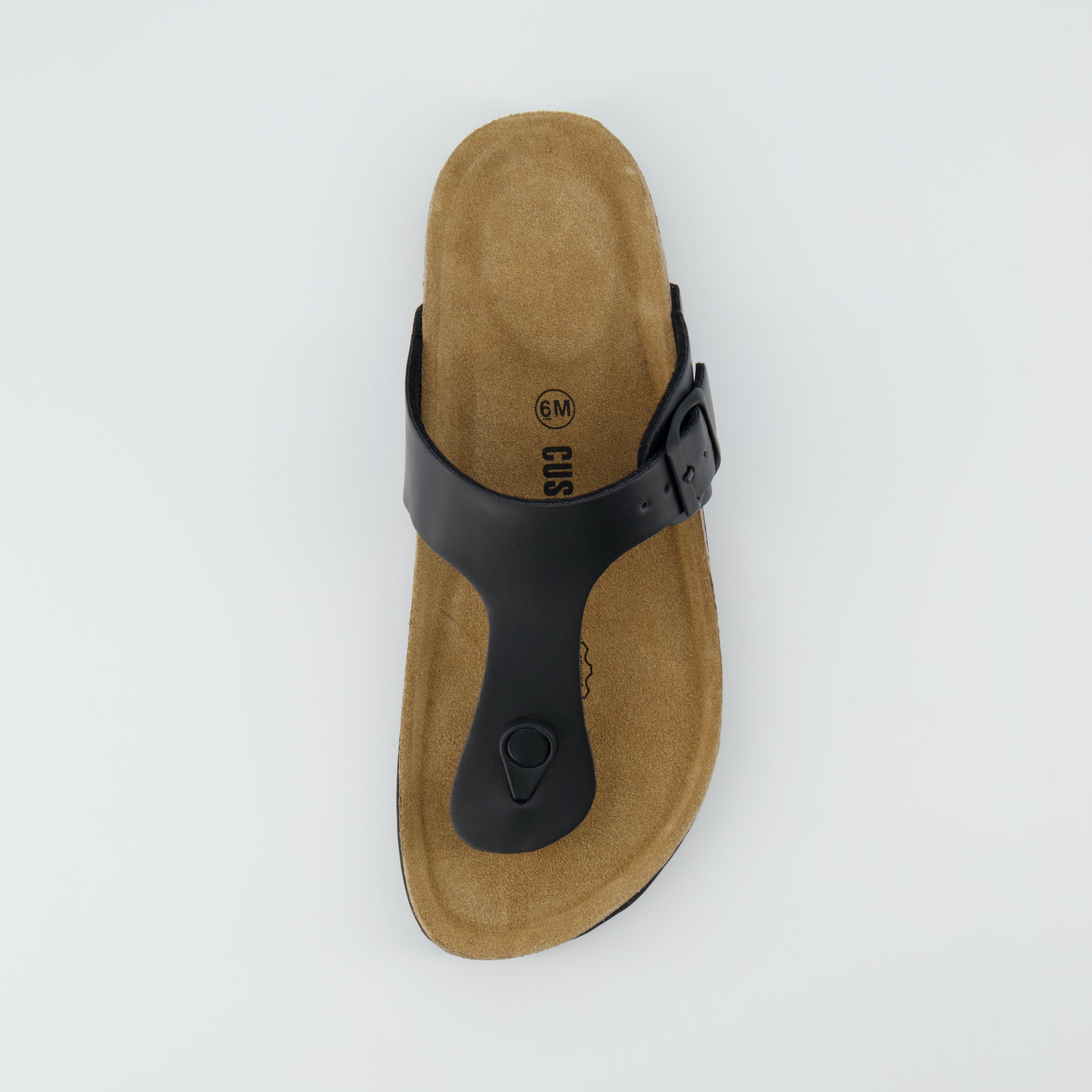 Leah Cork Footbed Thong Sandal Black Oily Medium