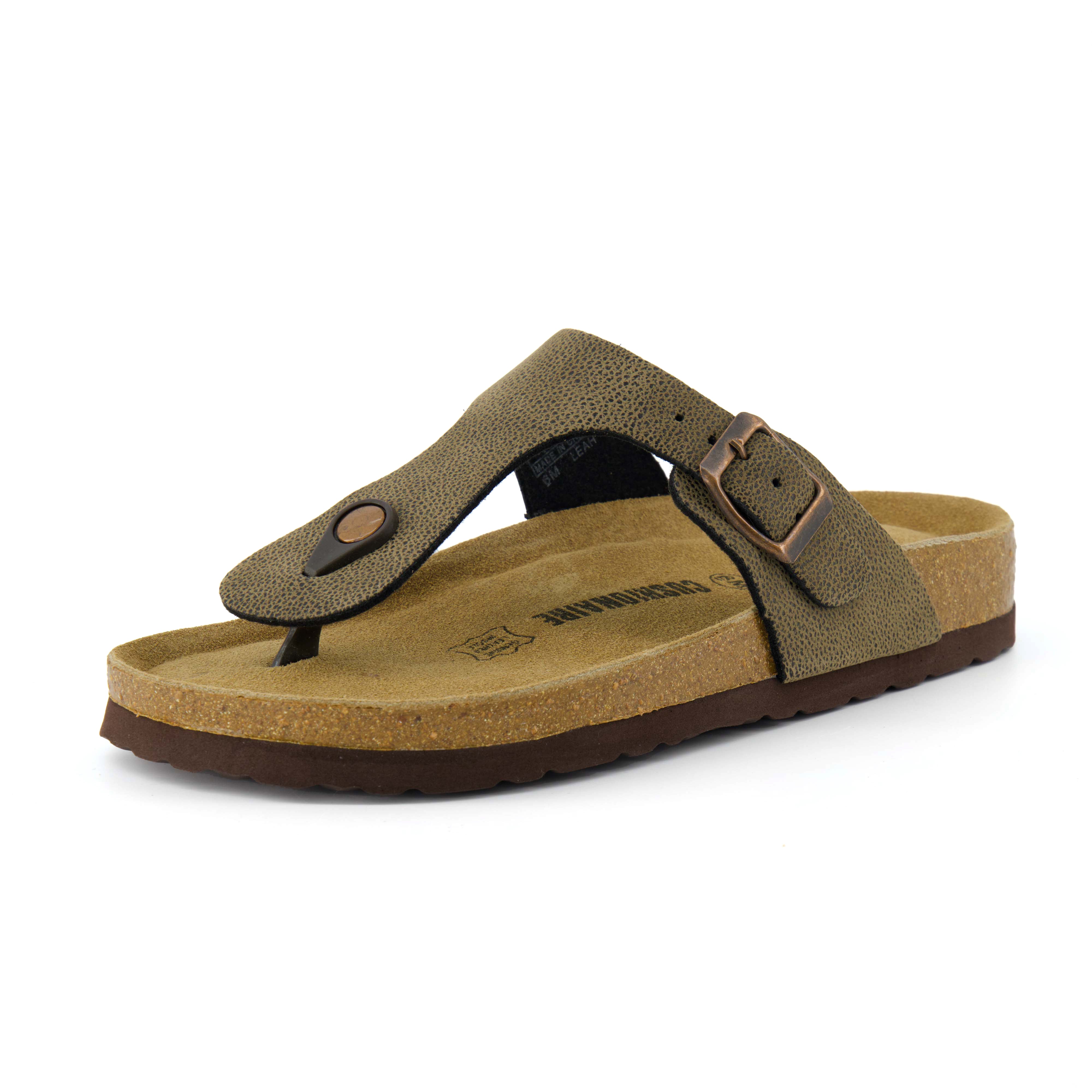 Leah Cork Footbed Thong Sandal Brown Rugged