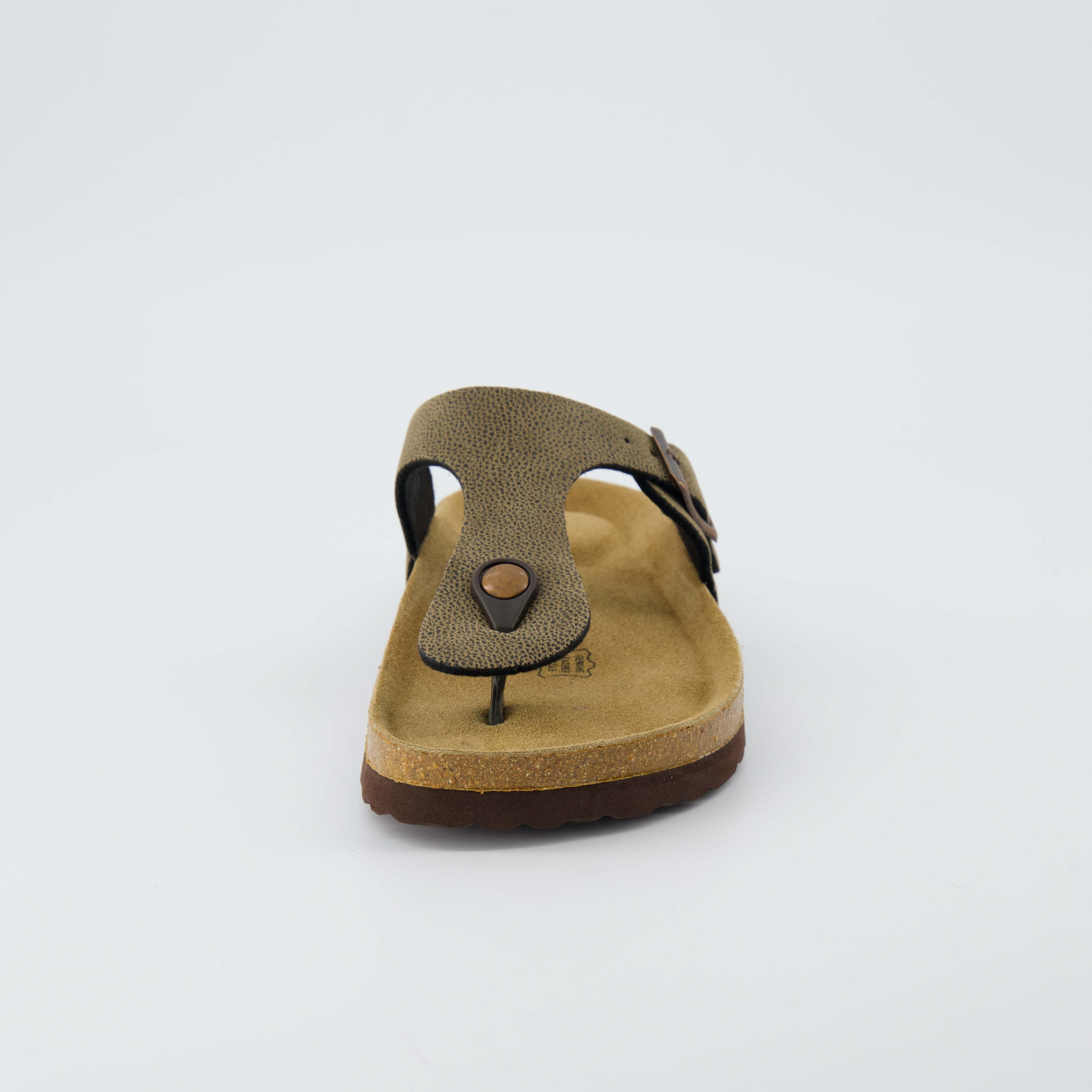 Leah Cork Footbed Thong Sandal Brown Rugged