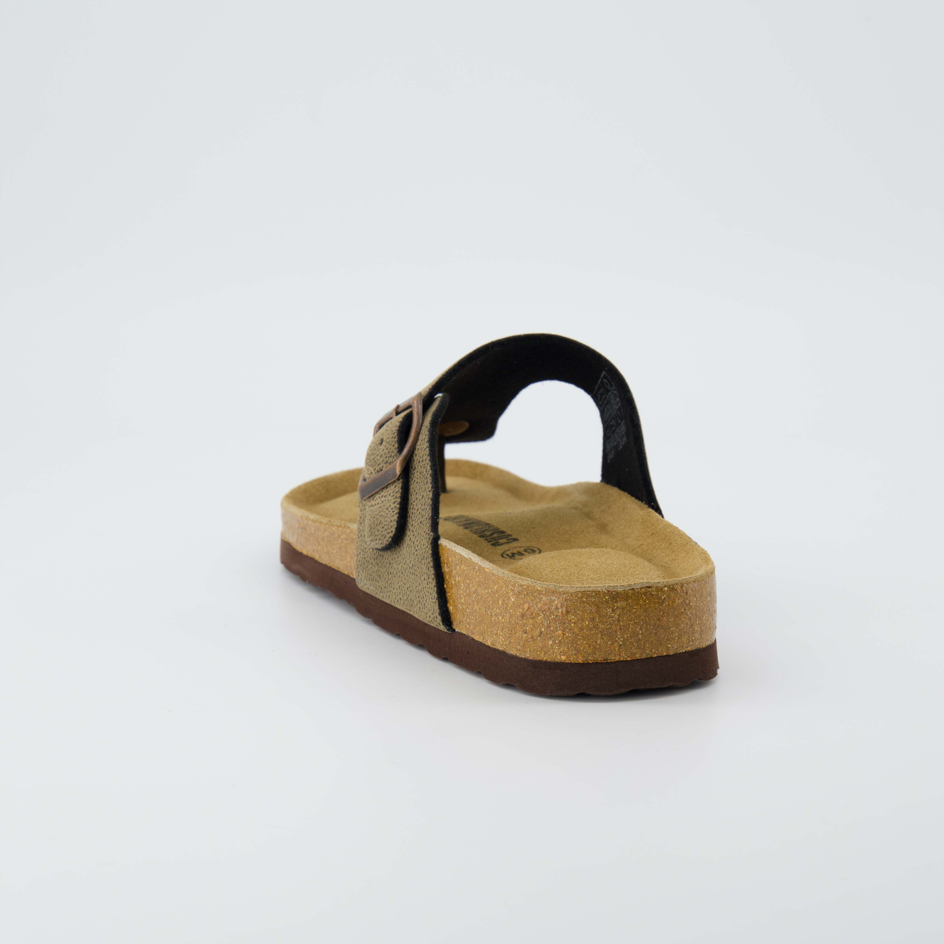 Leah Cork Footbed Thong Sandal Brown Rugged