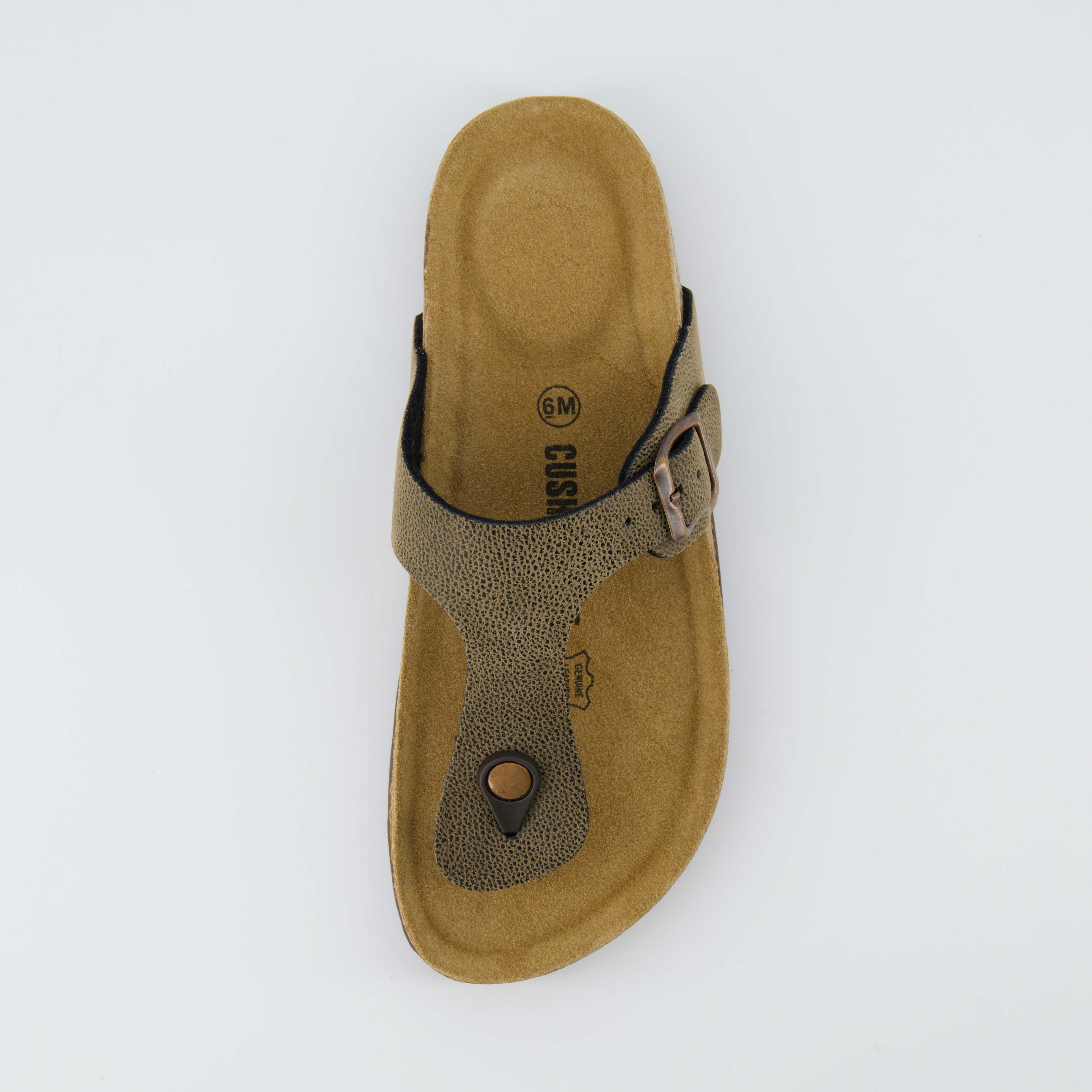 Leah Cork Footbed Thong Sandal Brown Rugged