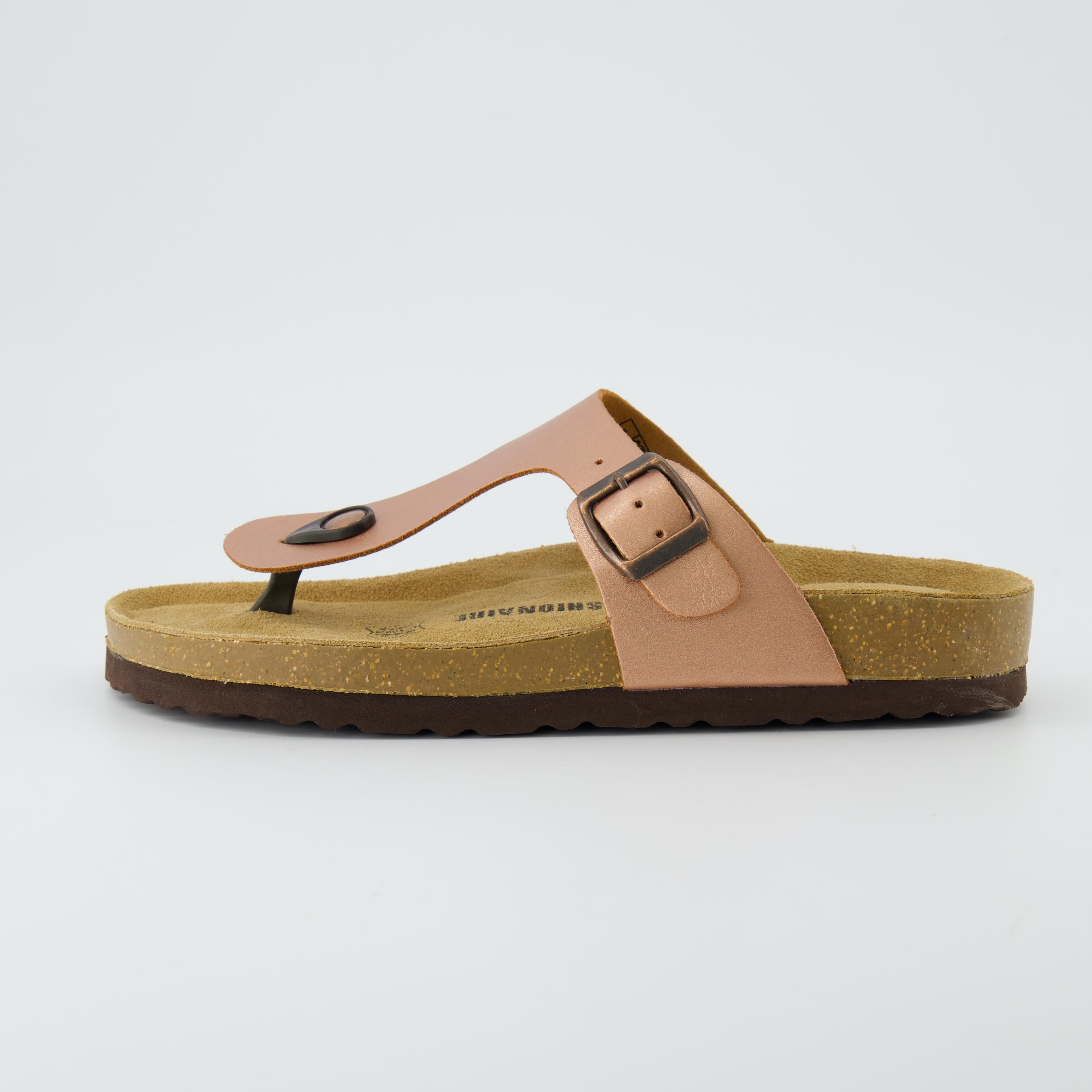 Leah Cork Footbed Thong Sandal Rose Gold