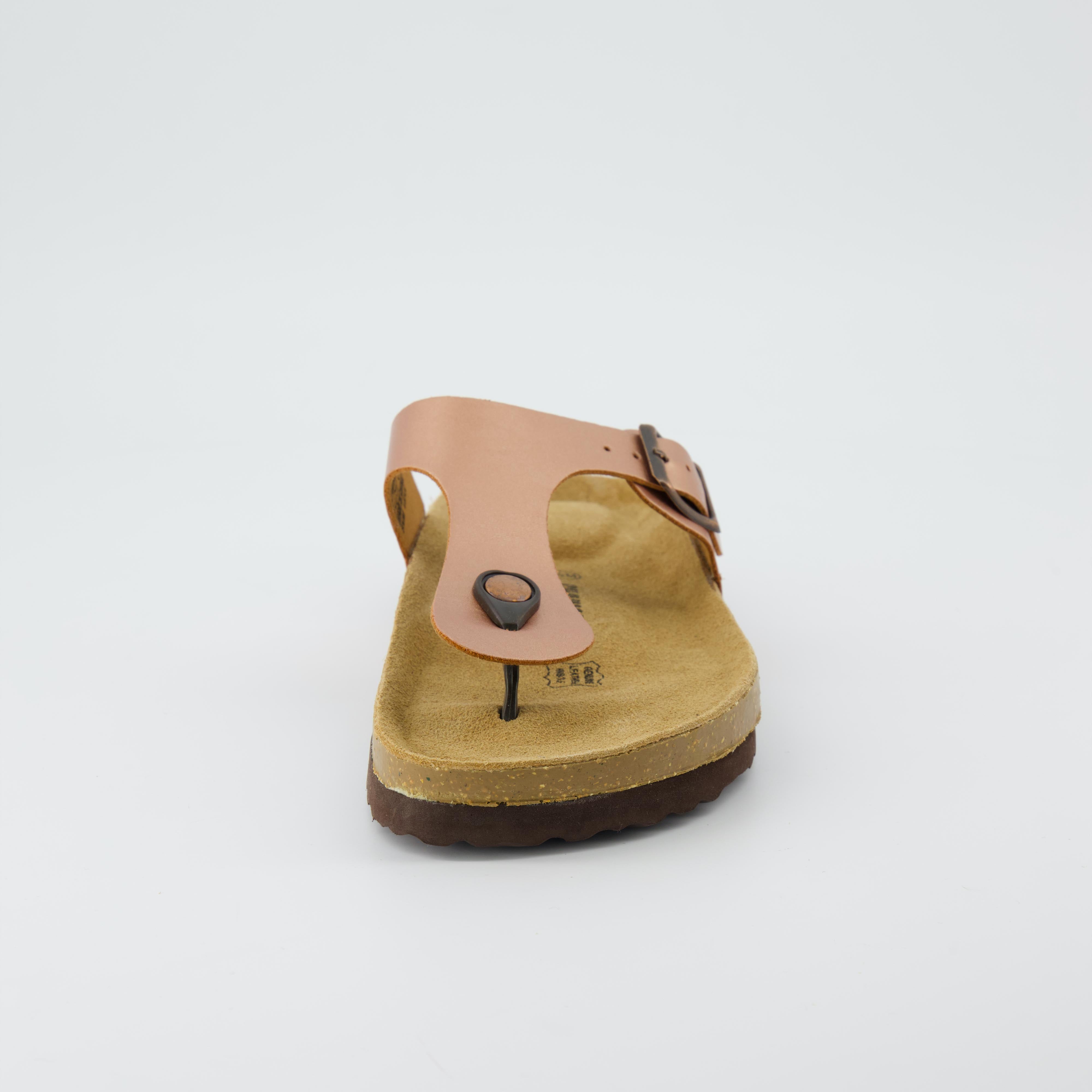 Leah Cork Footbed Thong Sandal Rose Gold