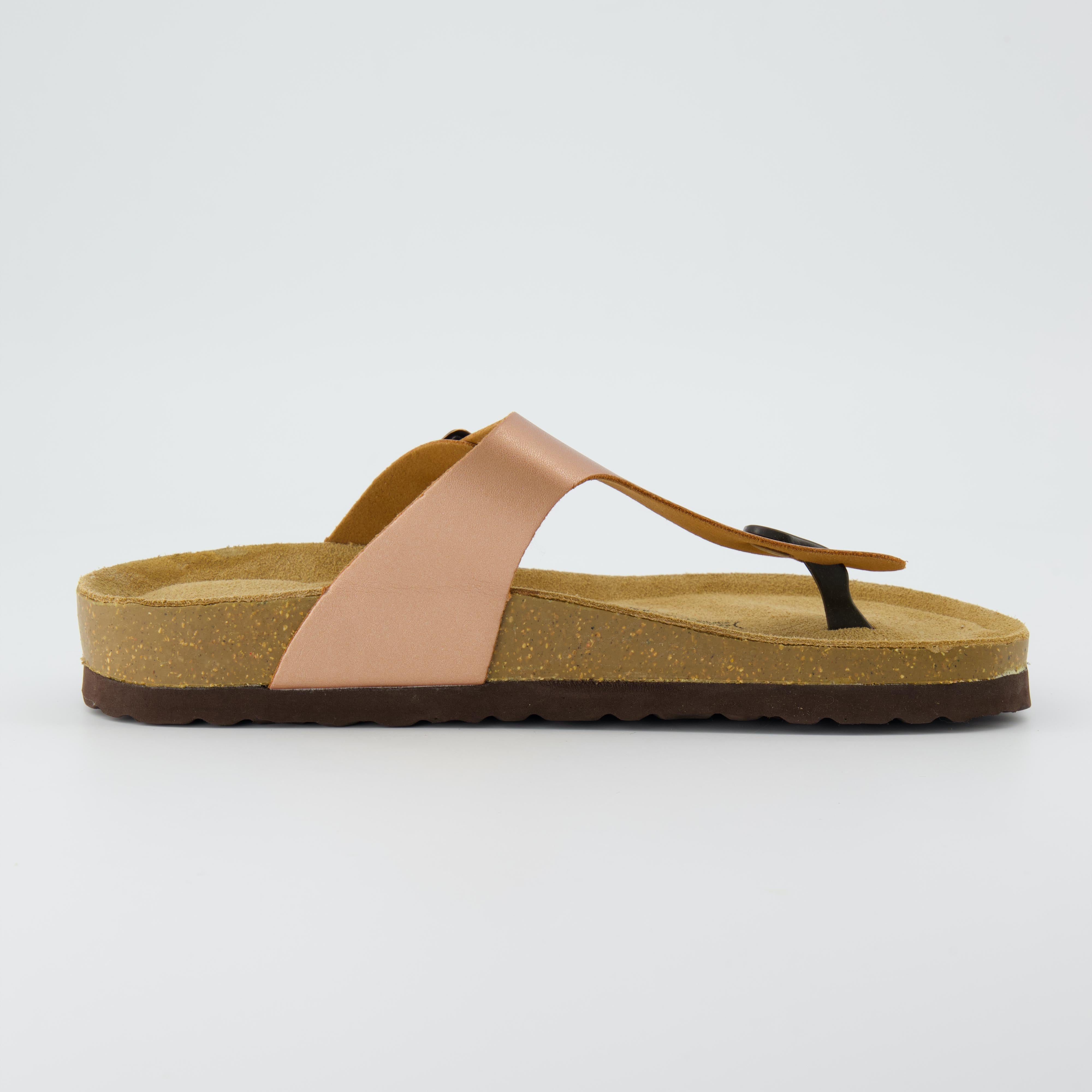 Leah Cork Footbed Thong Sandal Rose Gold