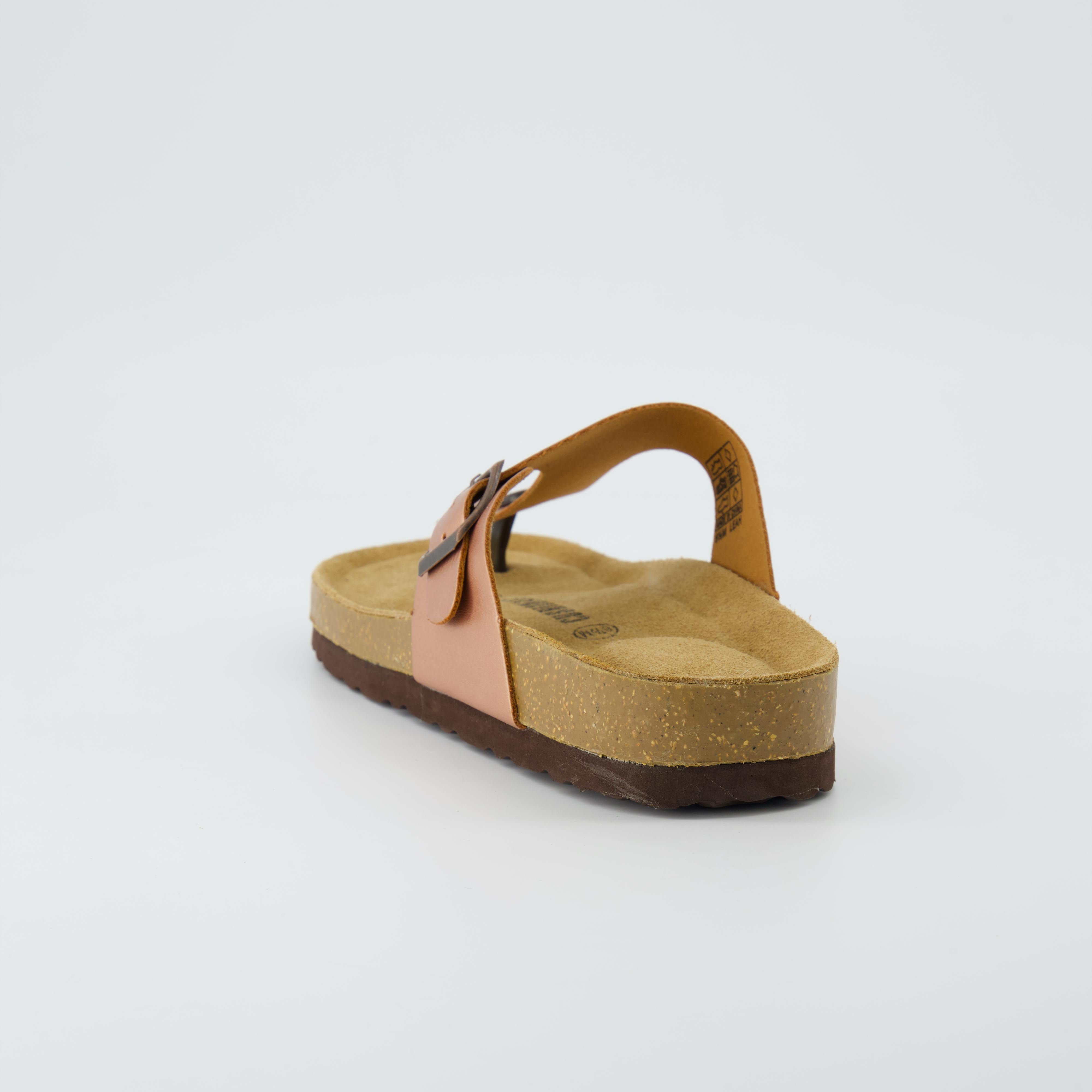 Leah Cork Footbed Thong Sandal Rose Gold
