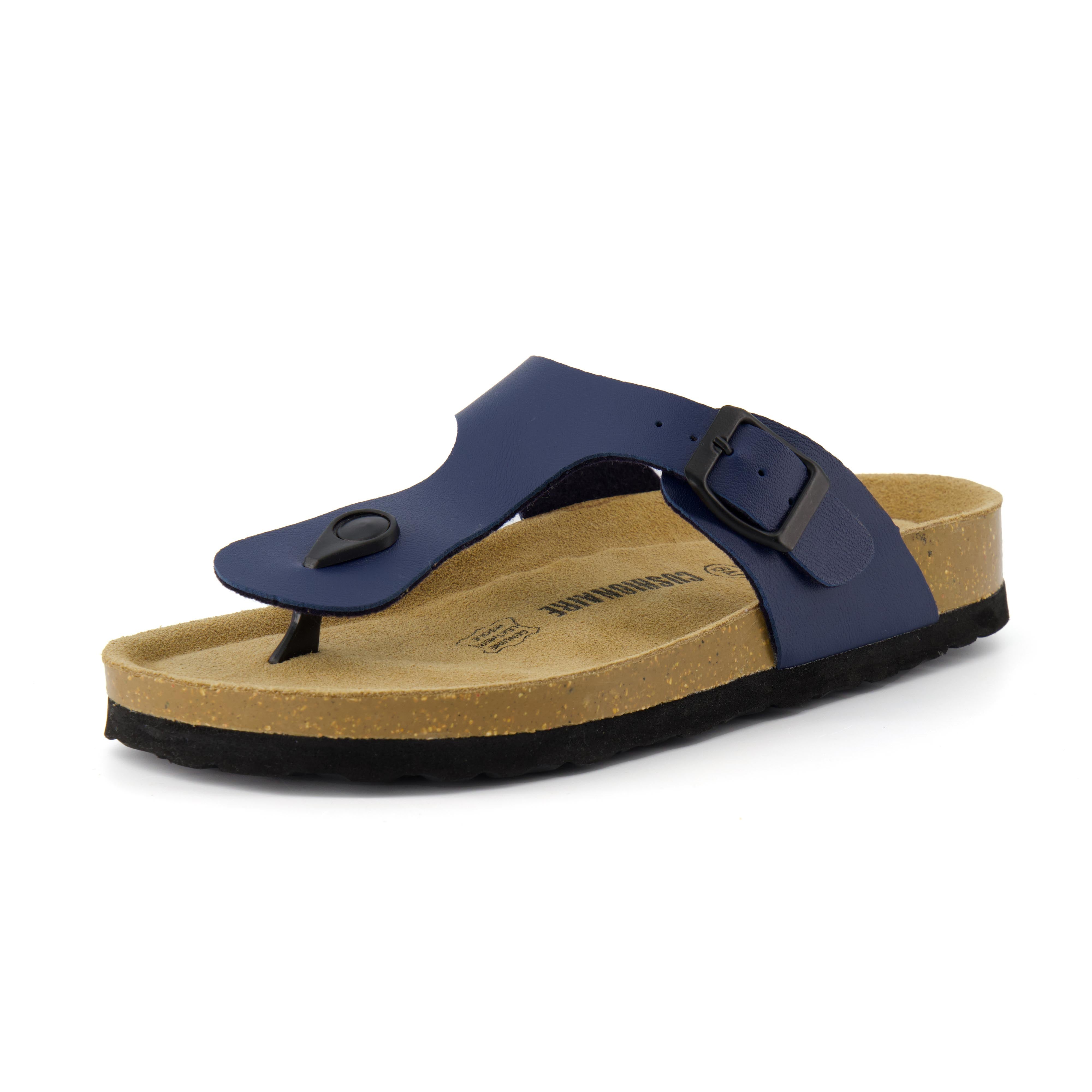 Leah Cork Footbed Thong Sandal Navy Nappa