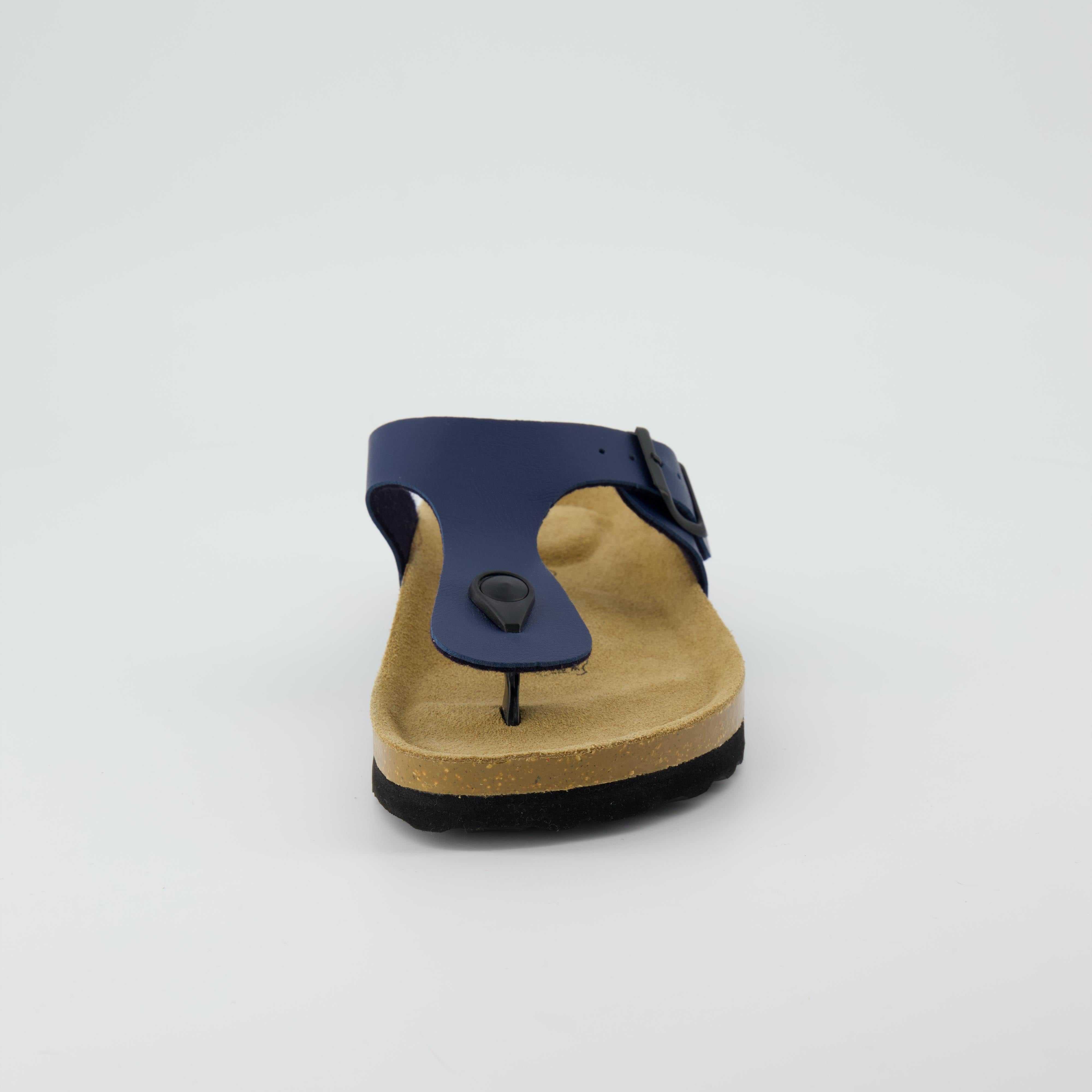 Leah Cork Footbed Thong Sandal Navy Nappa
