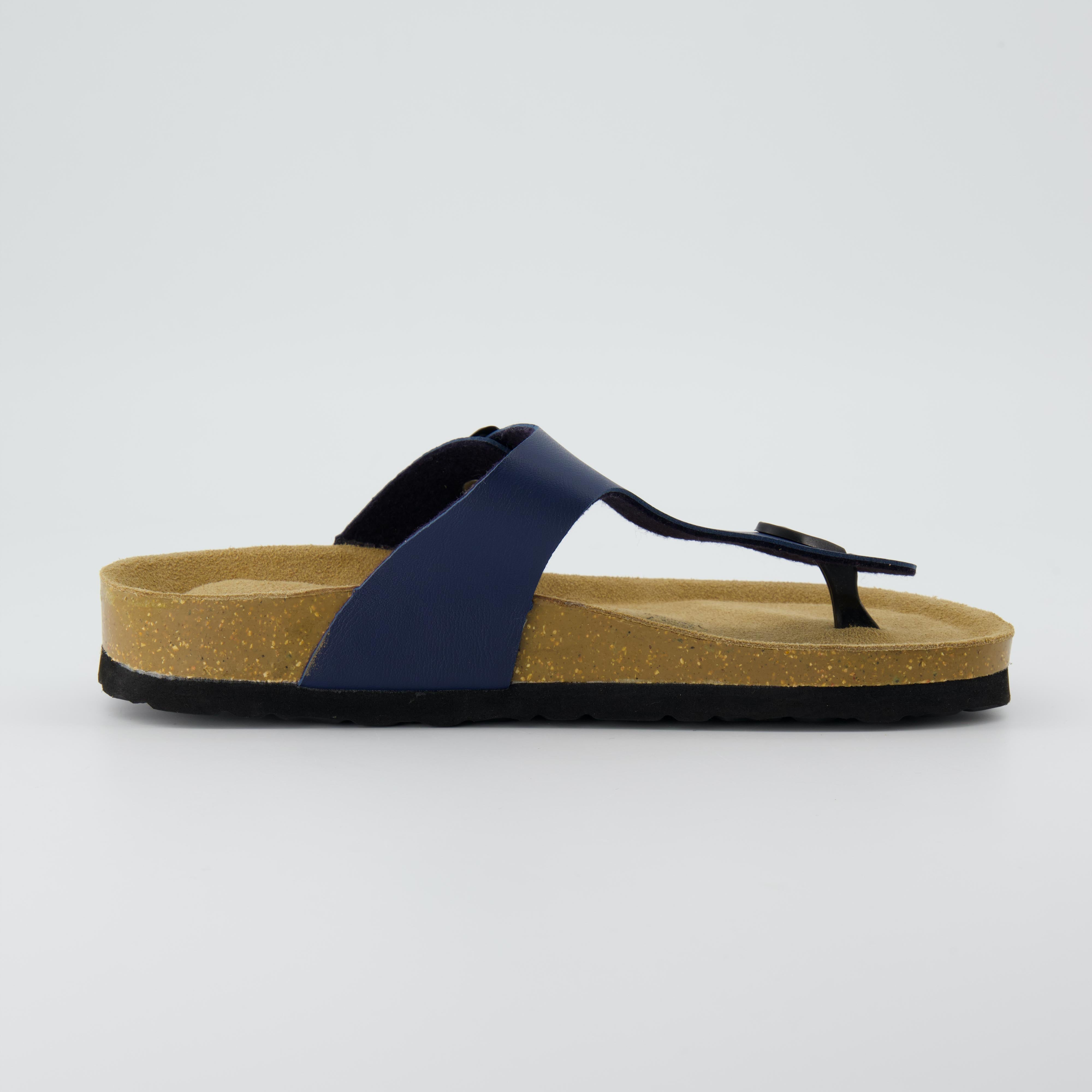 Leah Cork Footbed Thong Sandal Navy Nappa