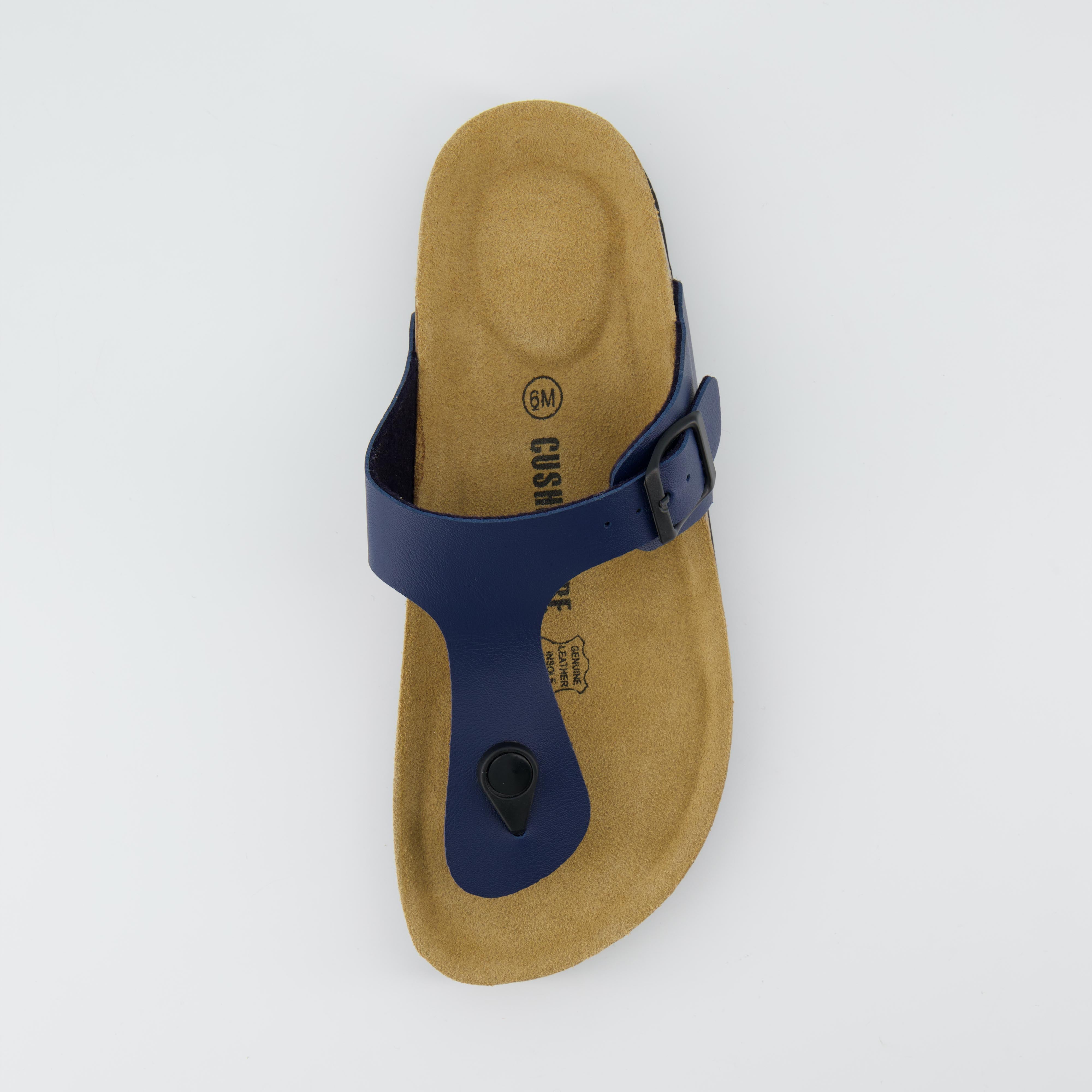 Leah Cork Footbed Thong Sandal Navy Nappa