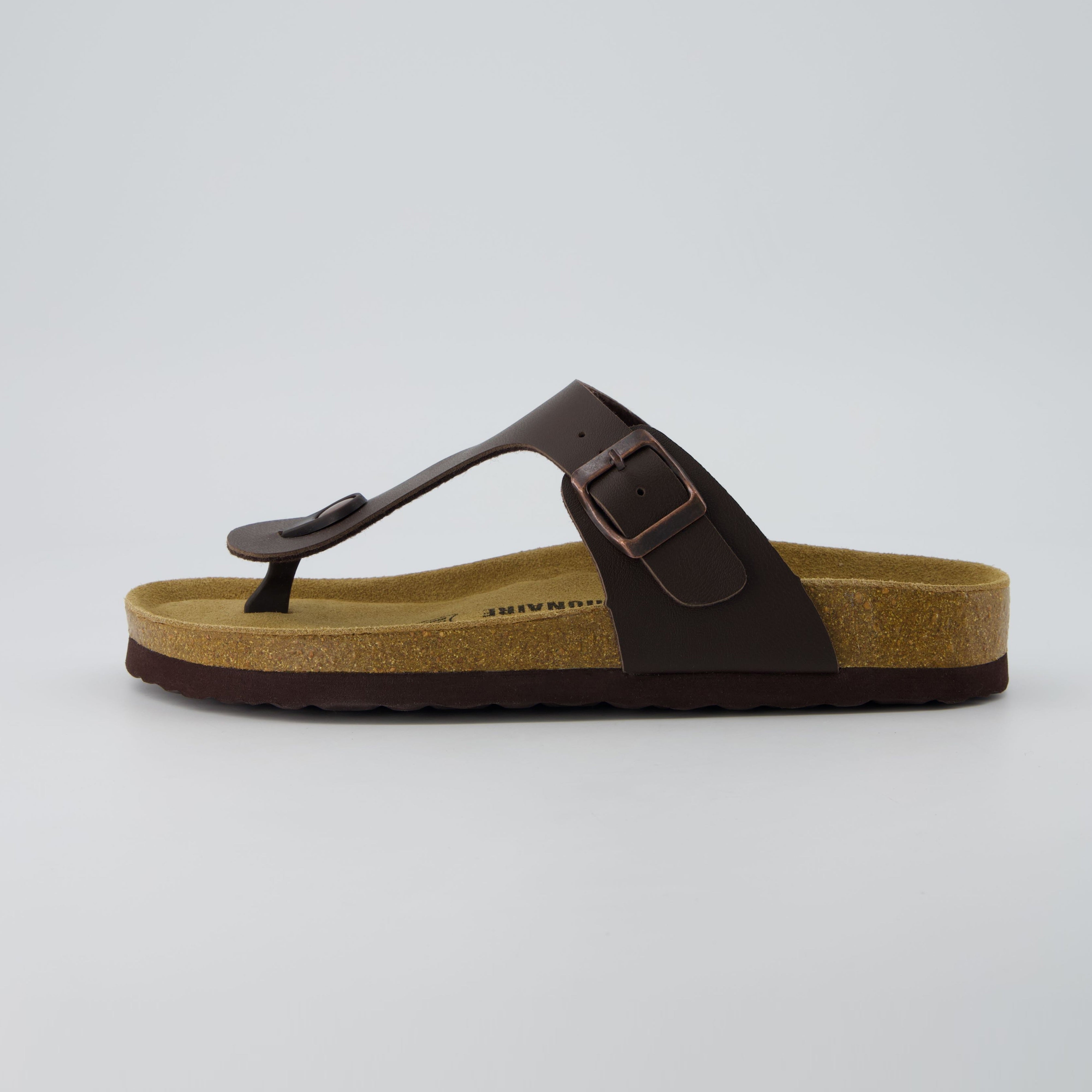Leah Cork Footbed Thong Sandal Brown Nappa Medium