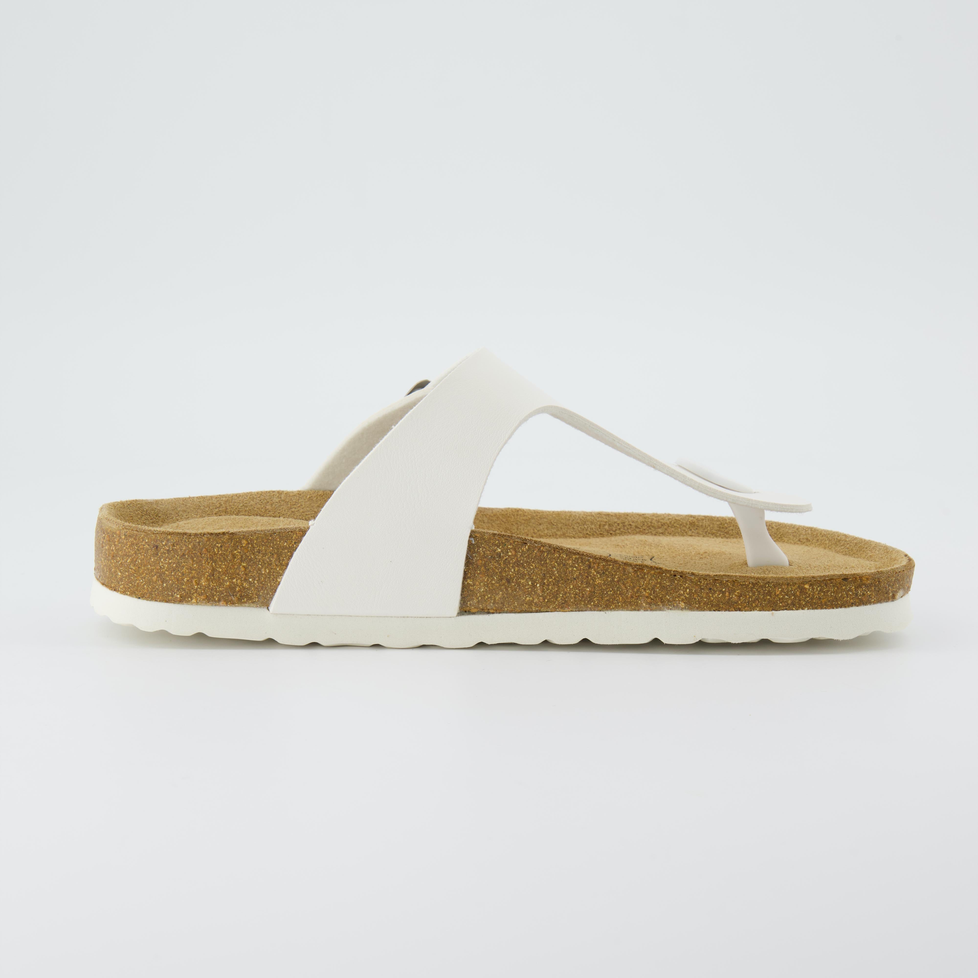 Leah Cork Footbed Thong Sandal White
