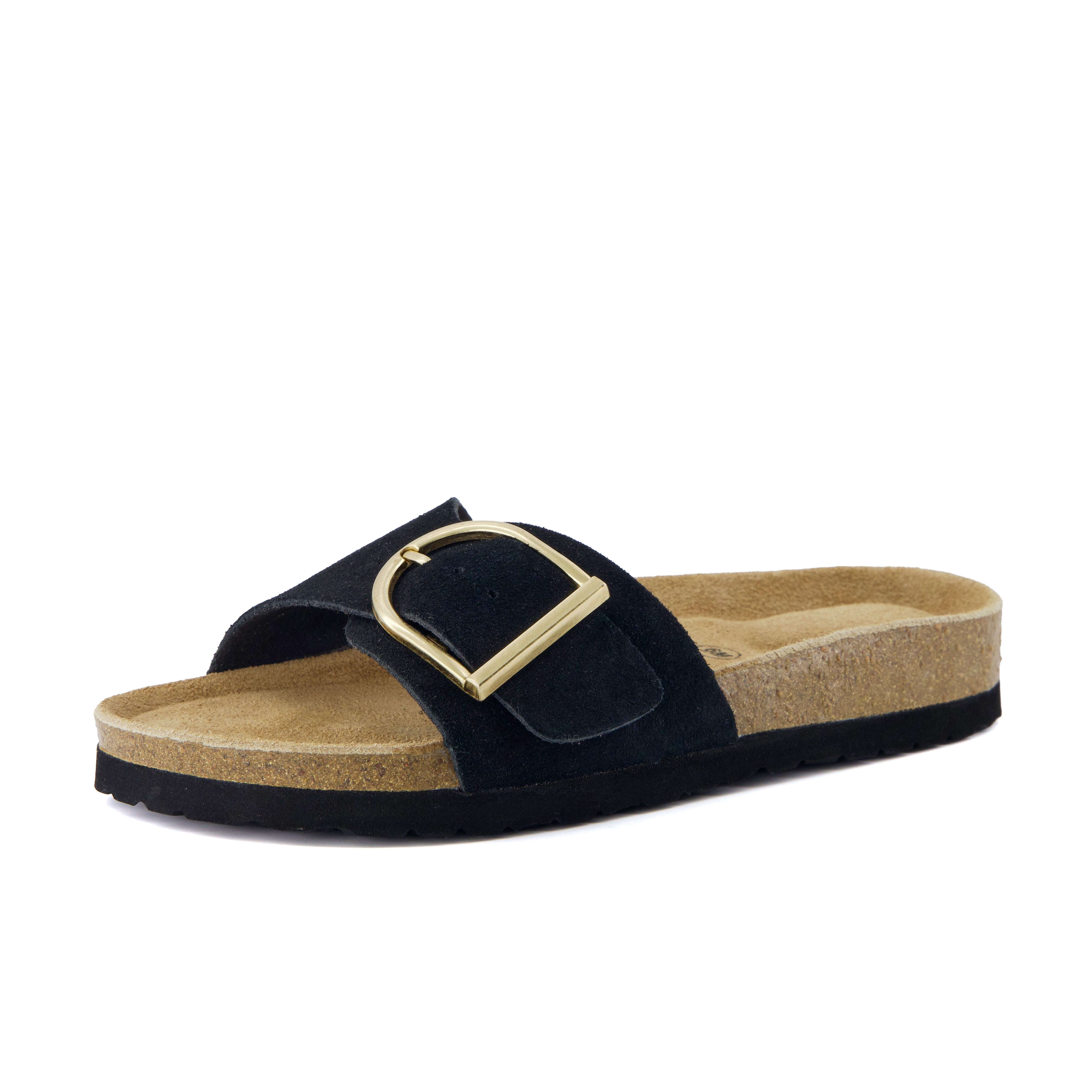 Leeds Leather Slide Sandals Black