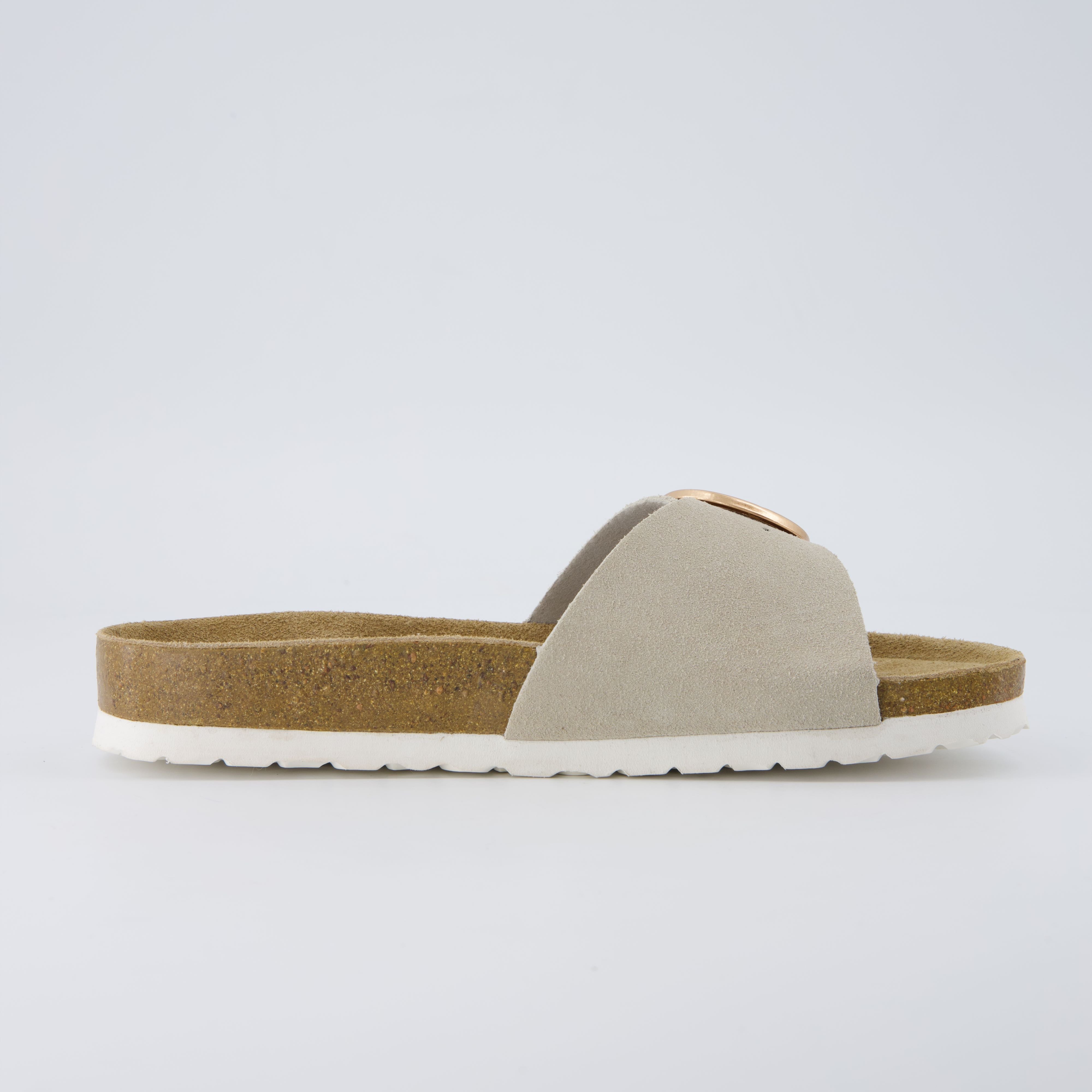 Leeds Leather Slide Sandals Stone