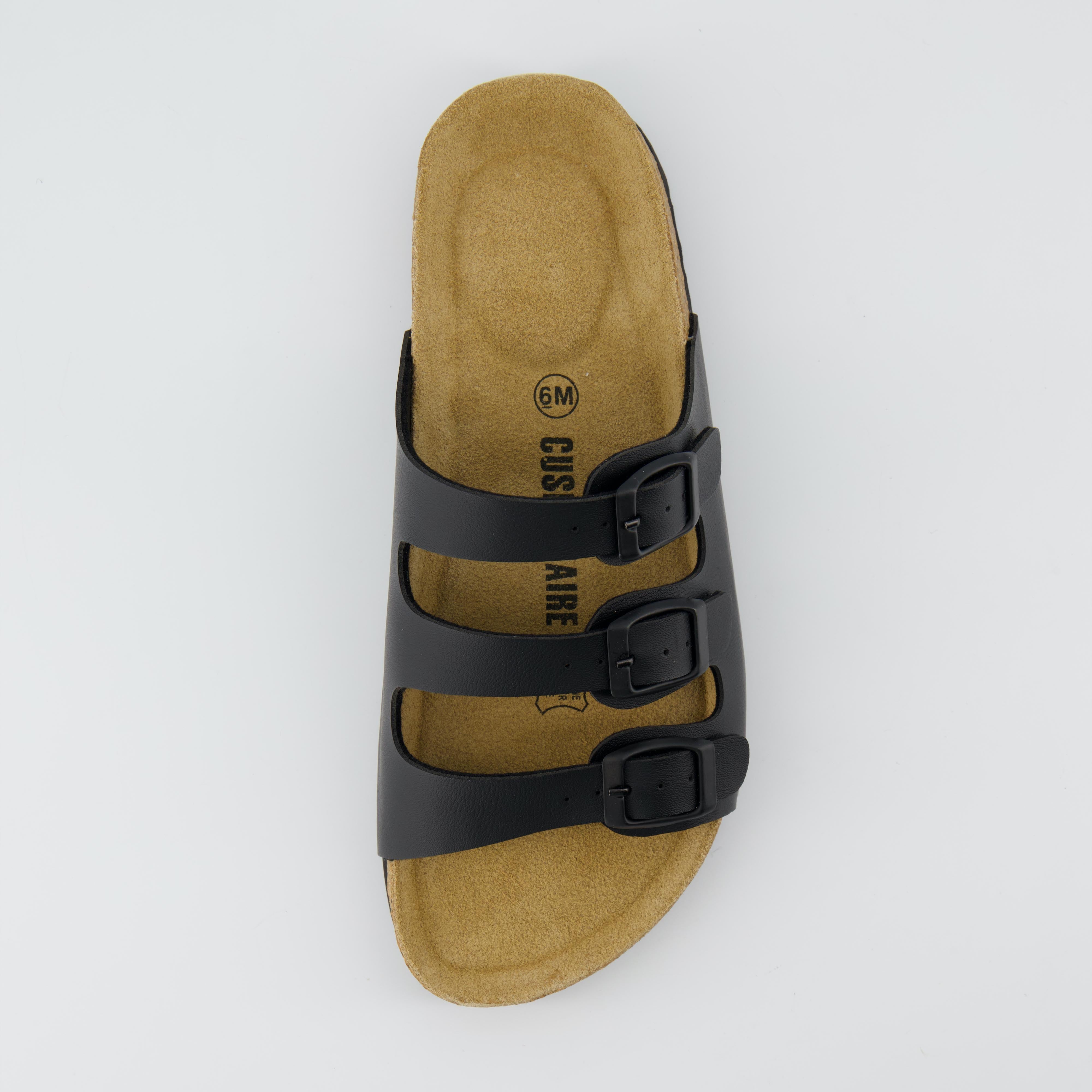 Lela Cork Footbed Sandal Black Nappa Medium