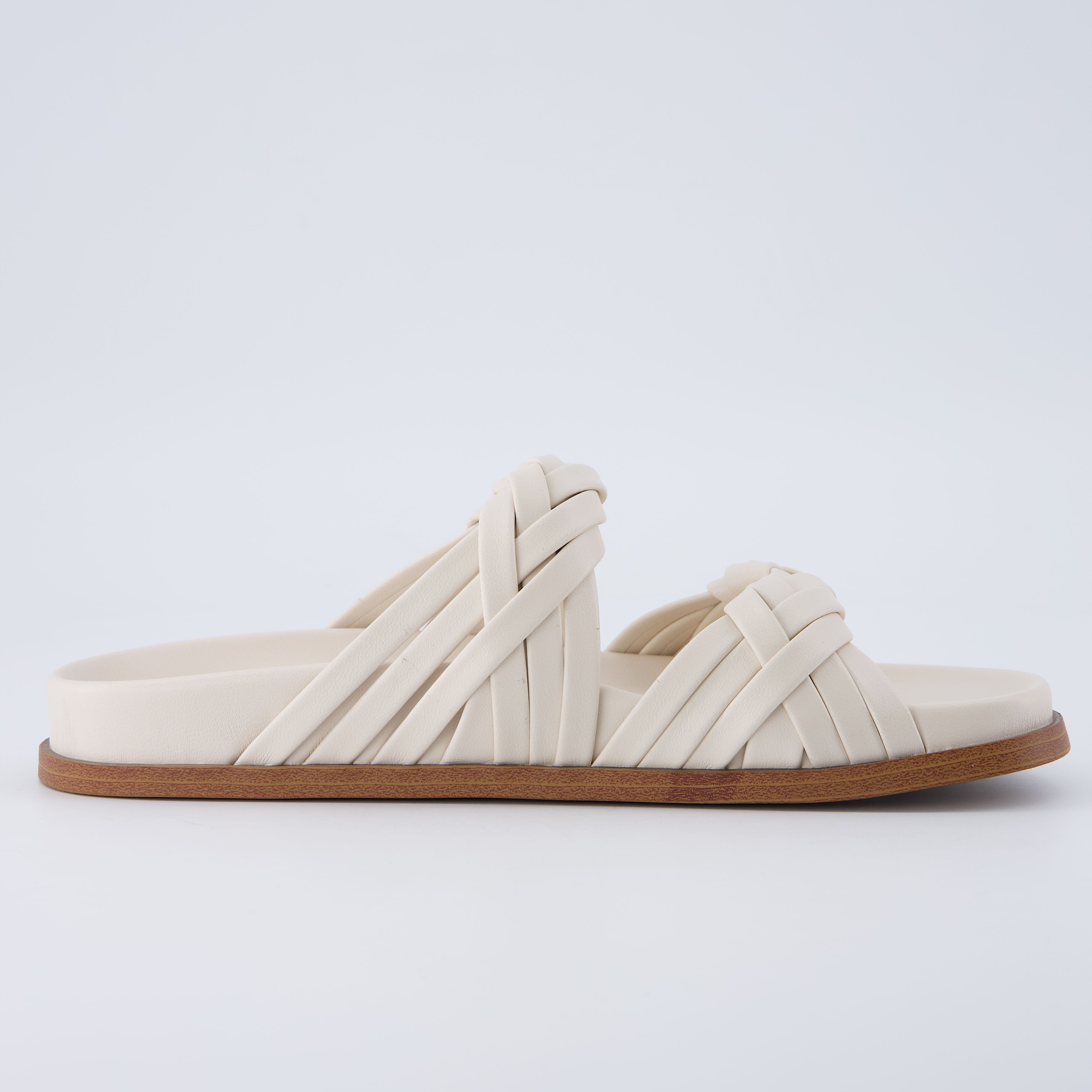 Lens Braided Strap Sandals Cream