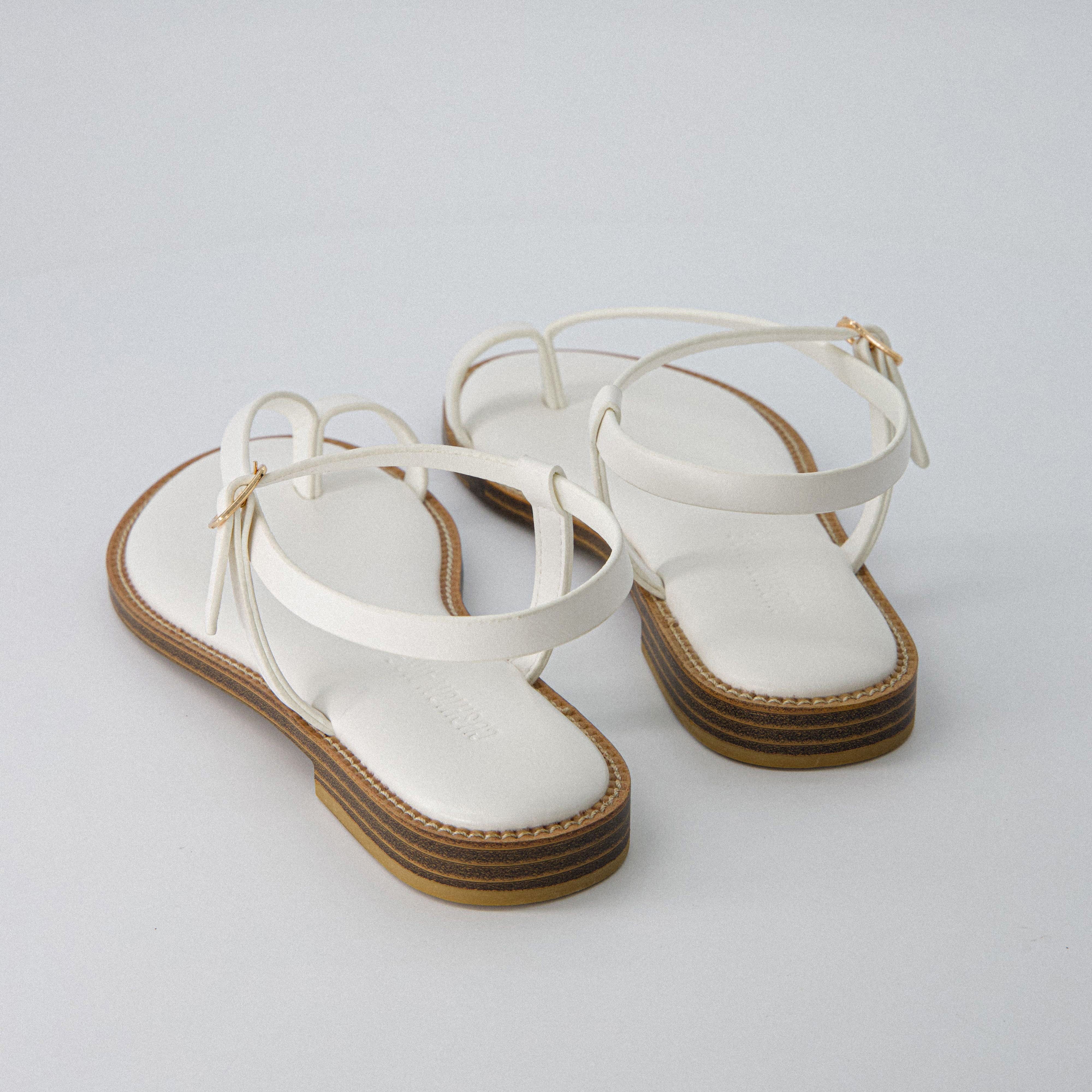 Life Strappy Flat Sandals White Medium