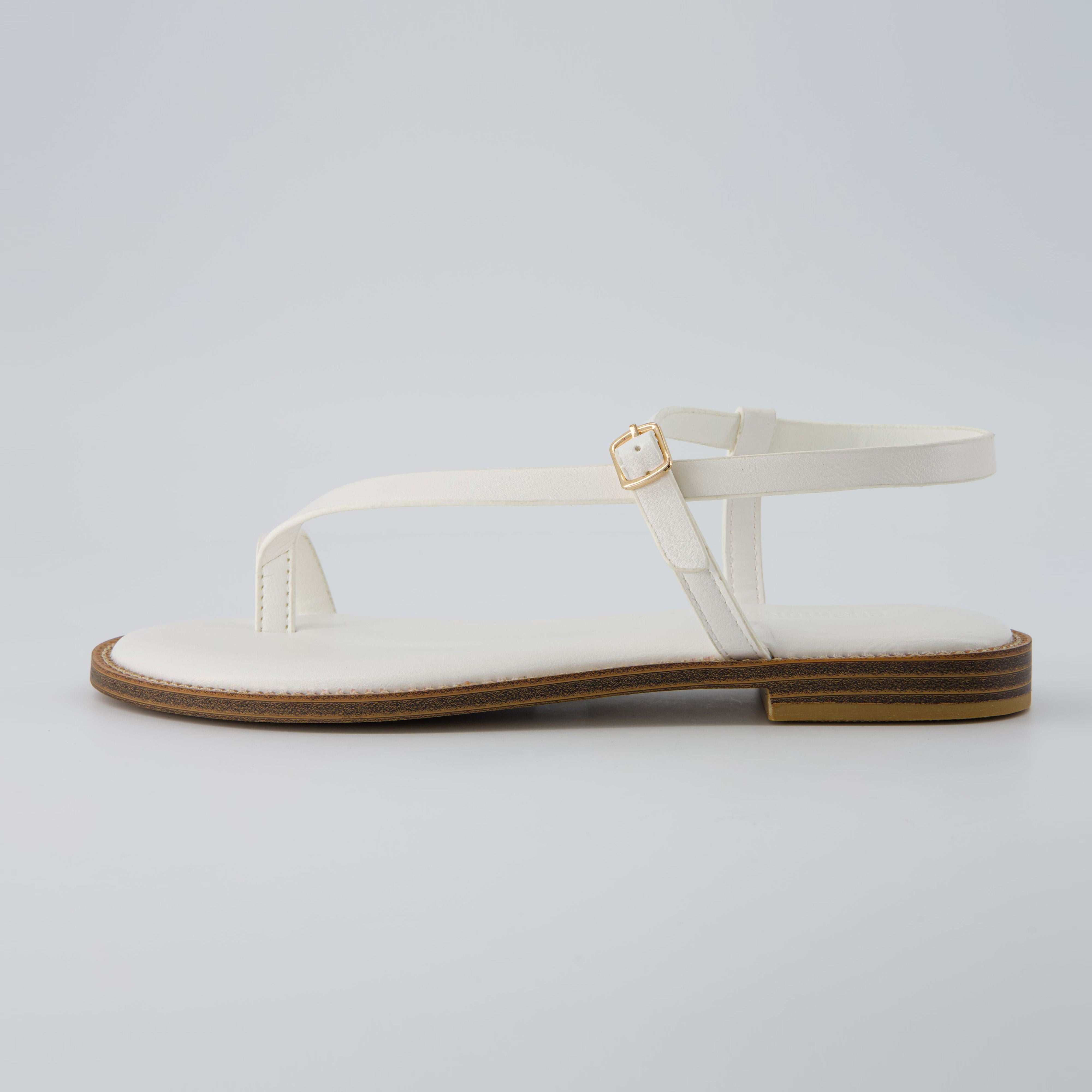 Life Strappy Flat Sandals White Medium