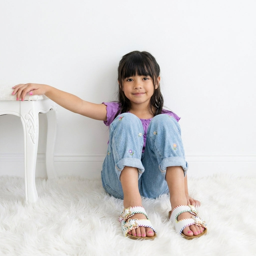 Lily Girl Toddler Sandals White Embellish Medium