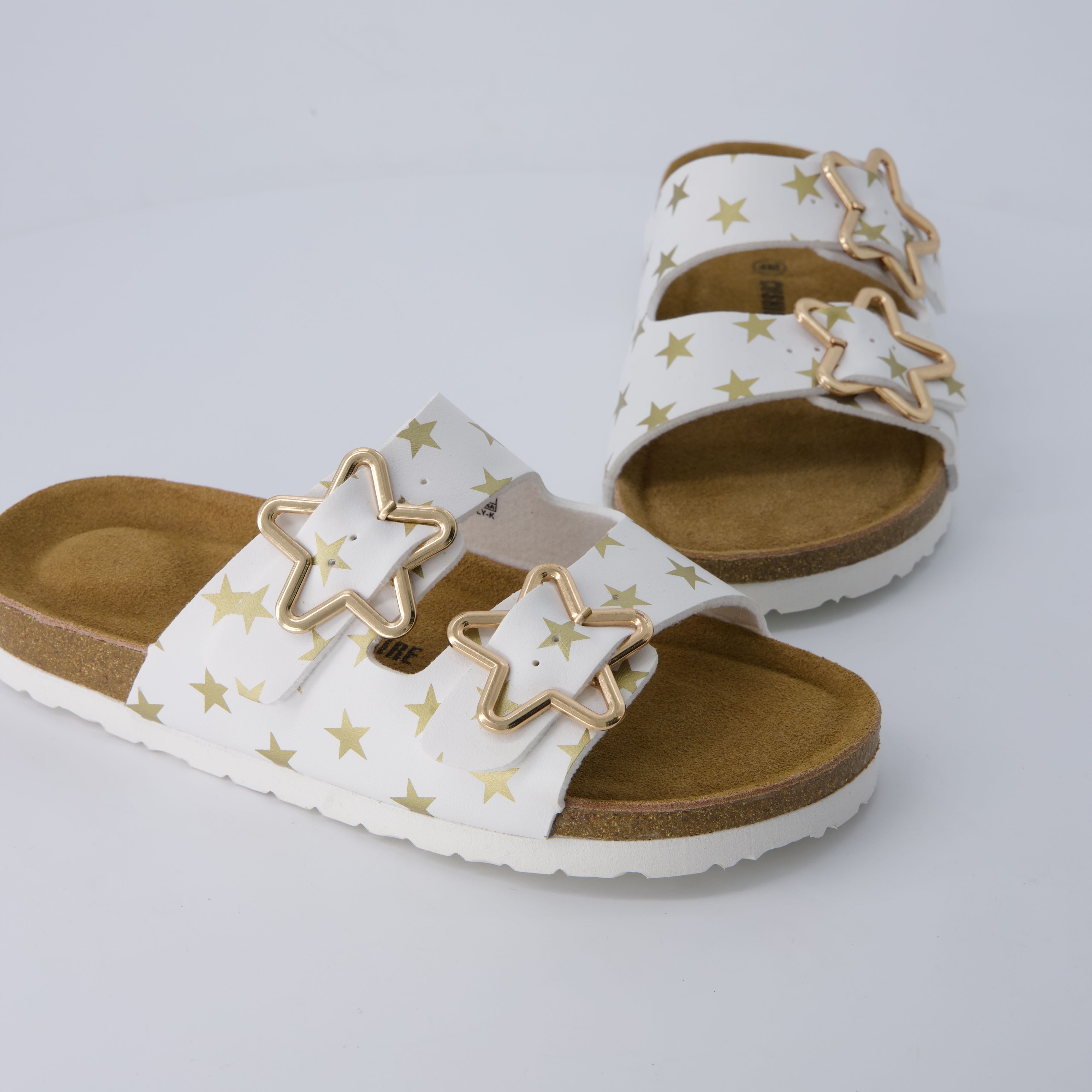 Lily Girl Toddler Sandals White Print Medium