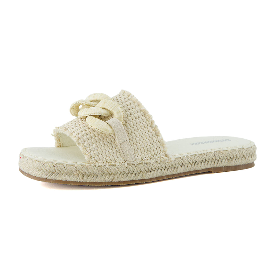 Lucia Raffia Sandals Beige
