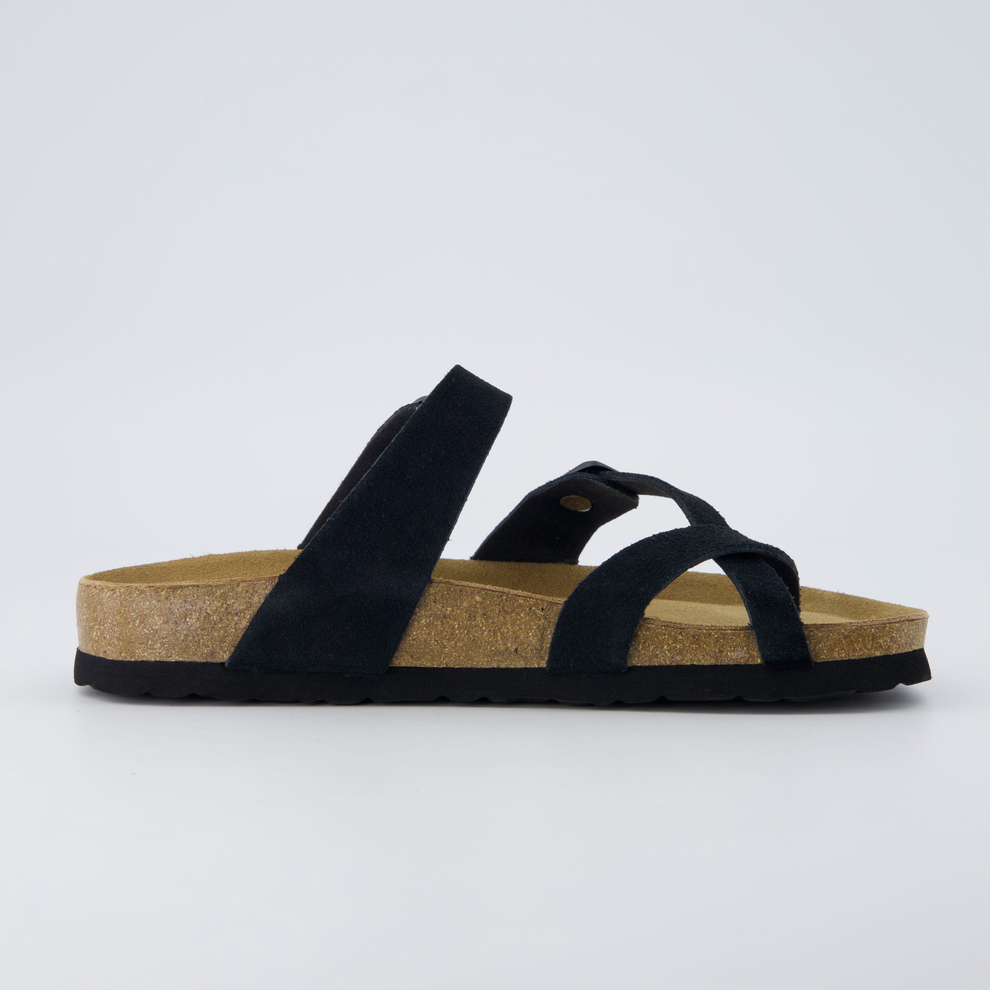 Lucky Cork Footbed Sandals Black