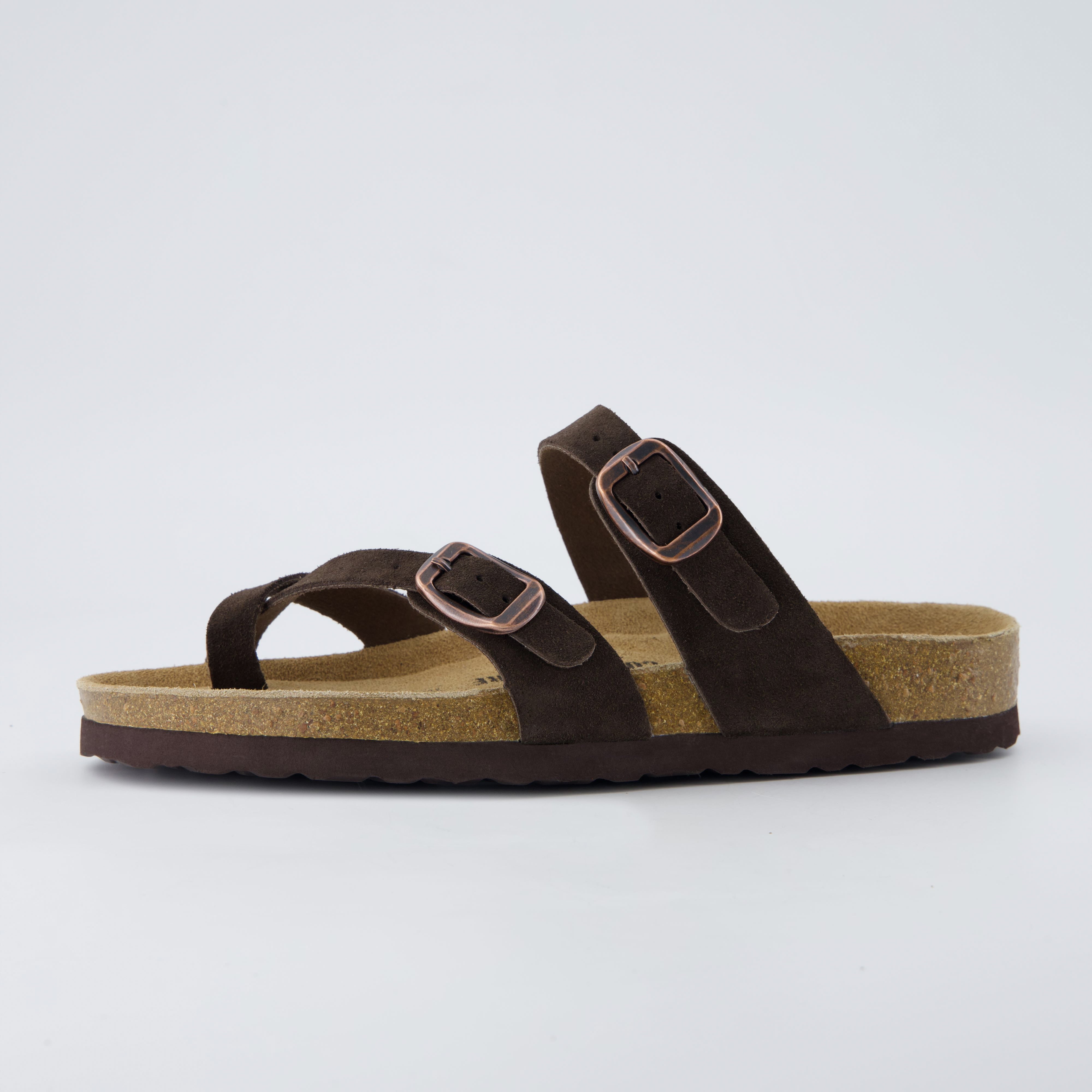 Cushionaire Lucky Genuine Leather Cork Sandals for Women 