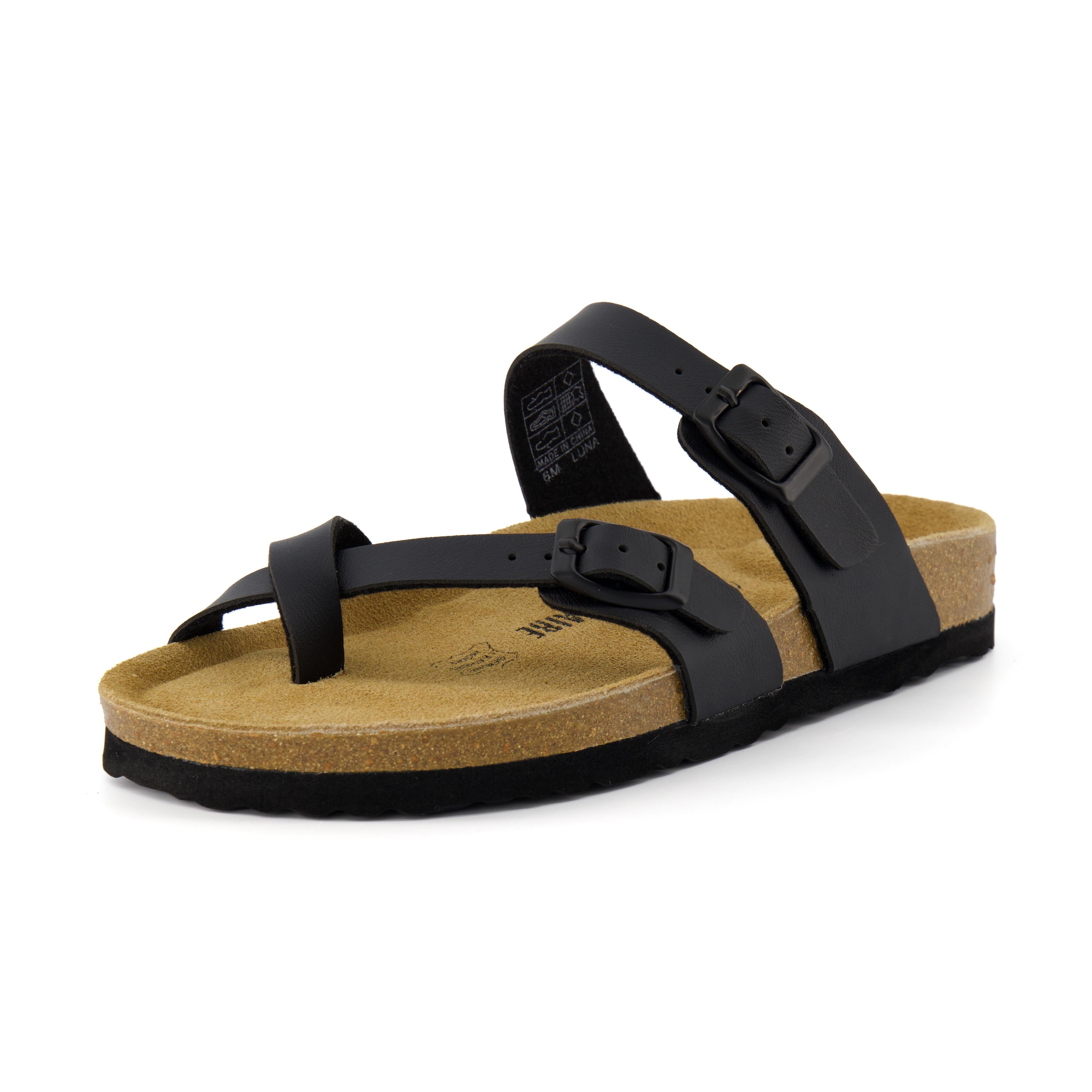 Luna Cork Footbed Sandal Black Nappa