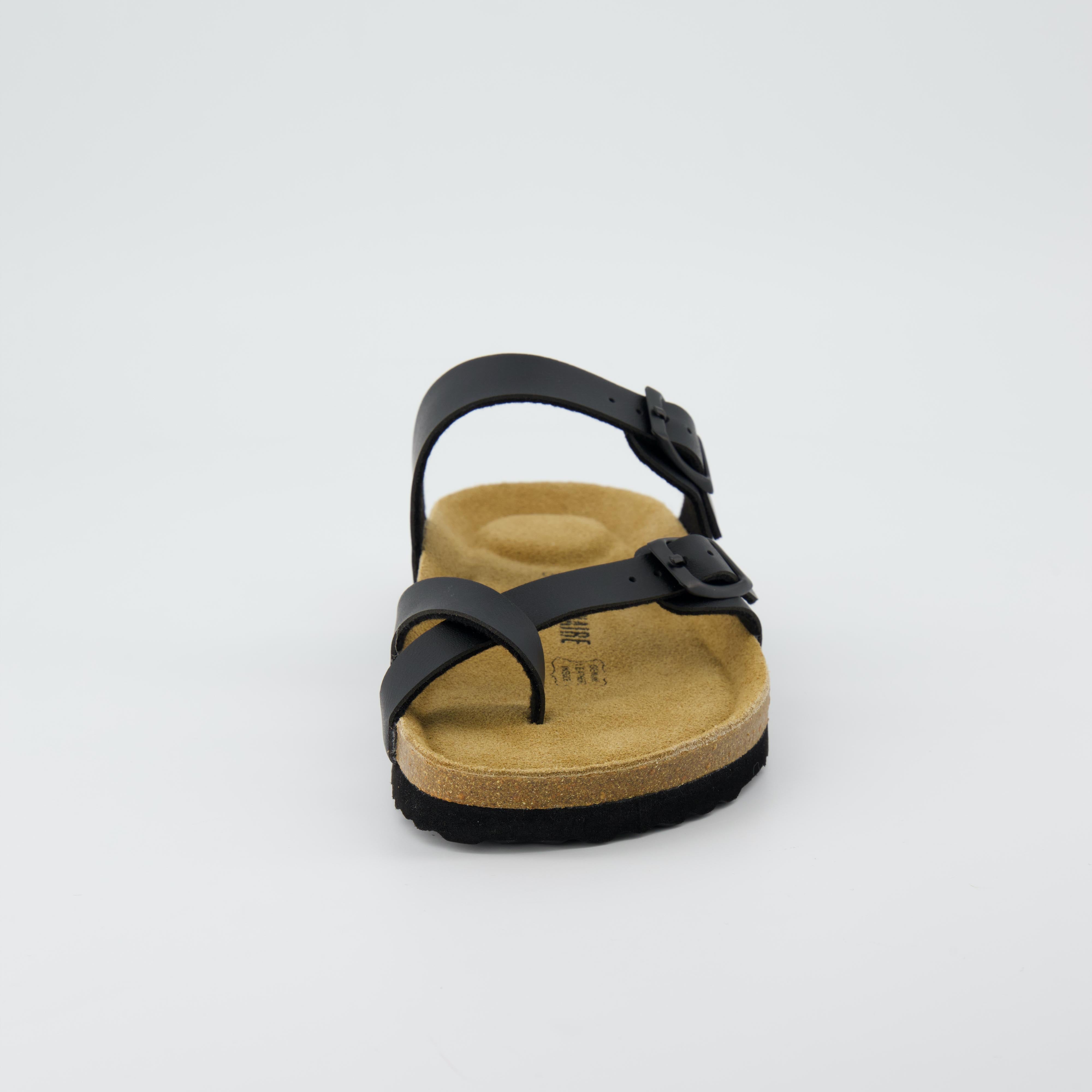 Luna Cork Footbed Sandal Black Nappa