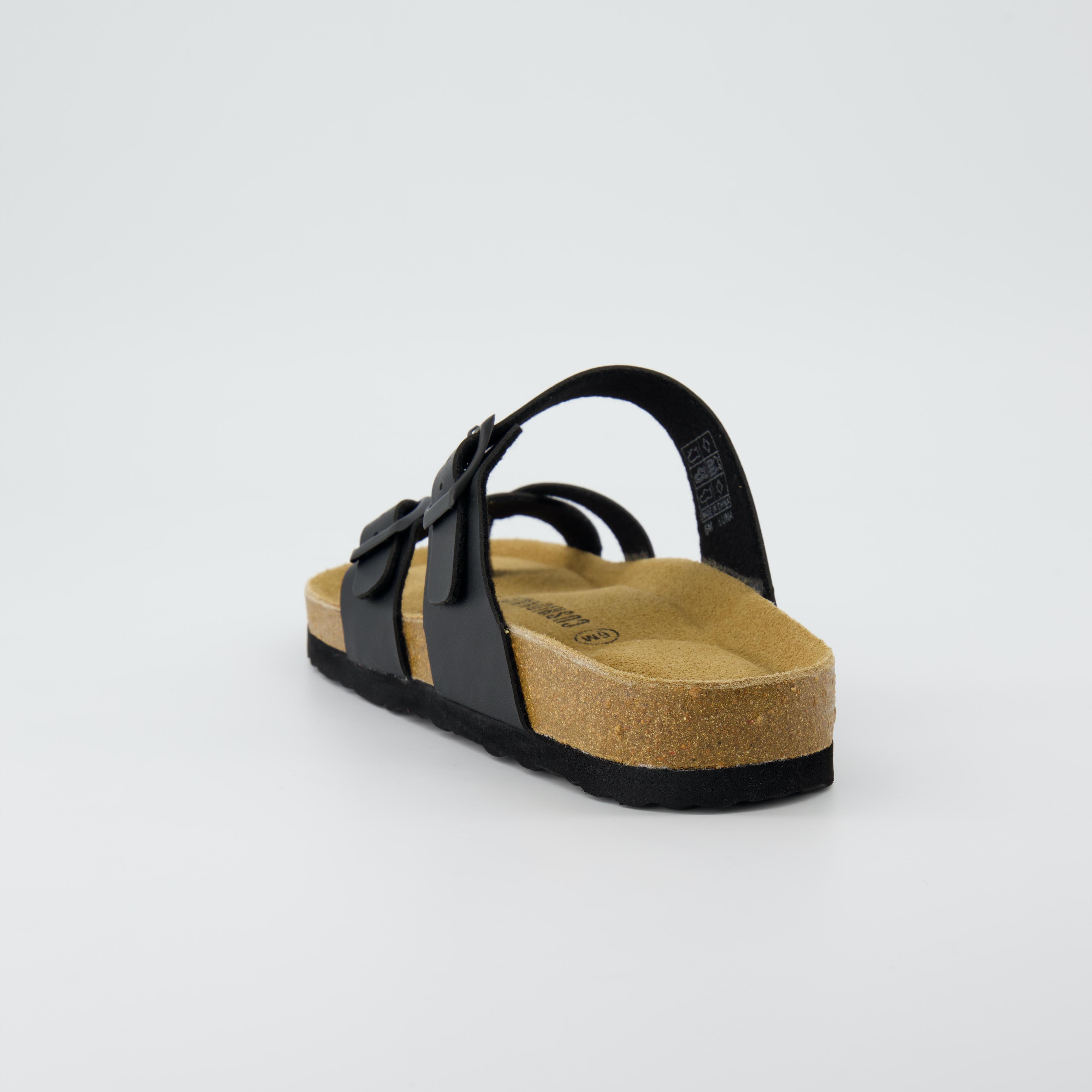 Luna Cork Footbed Sandal Black Nappa