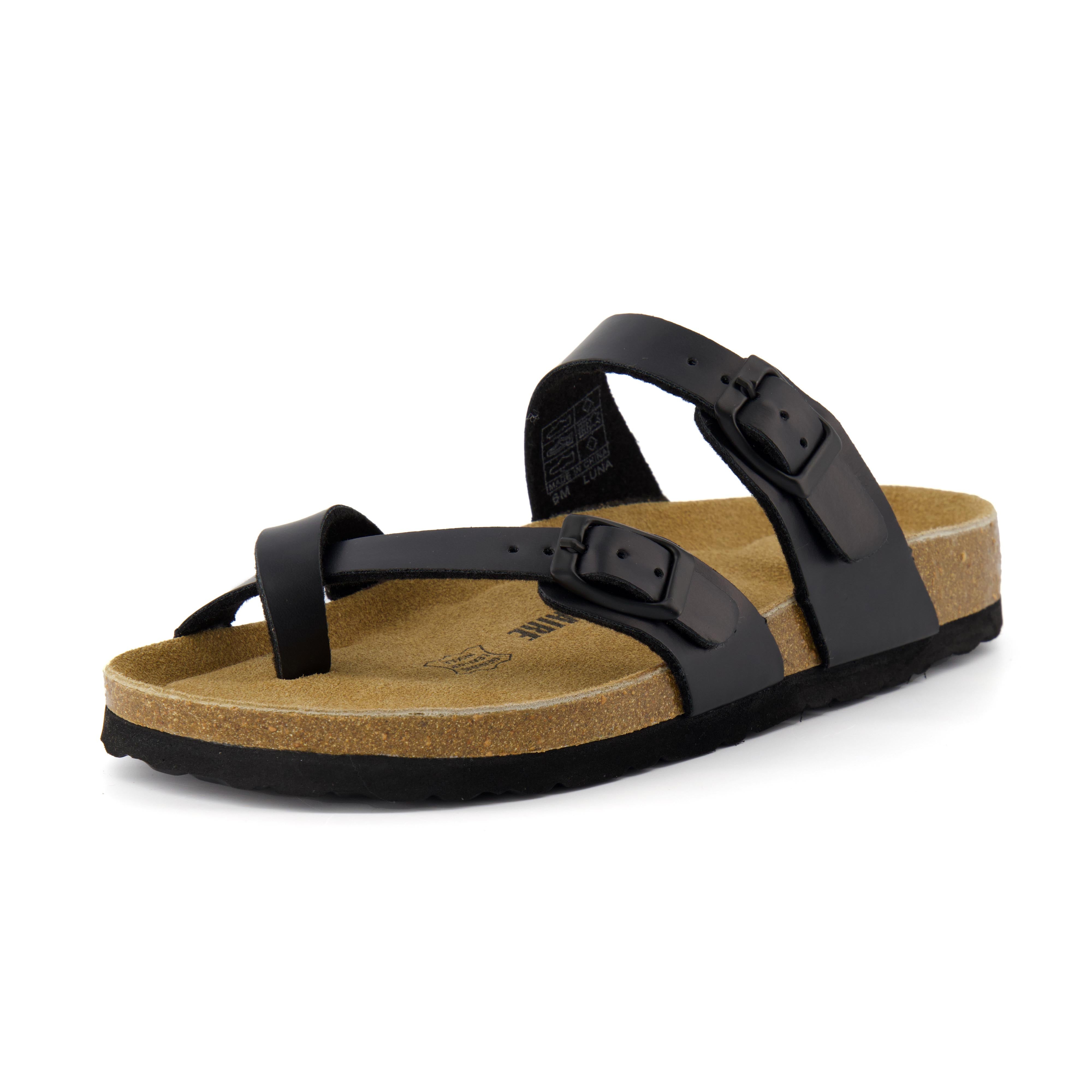 Luna Cork Footbed Sandal Black Oily