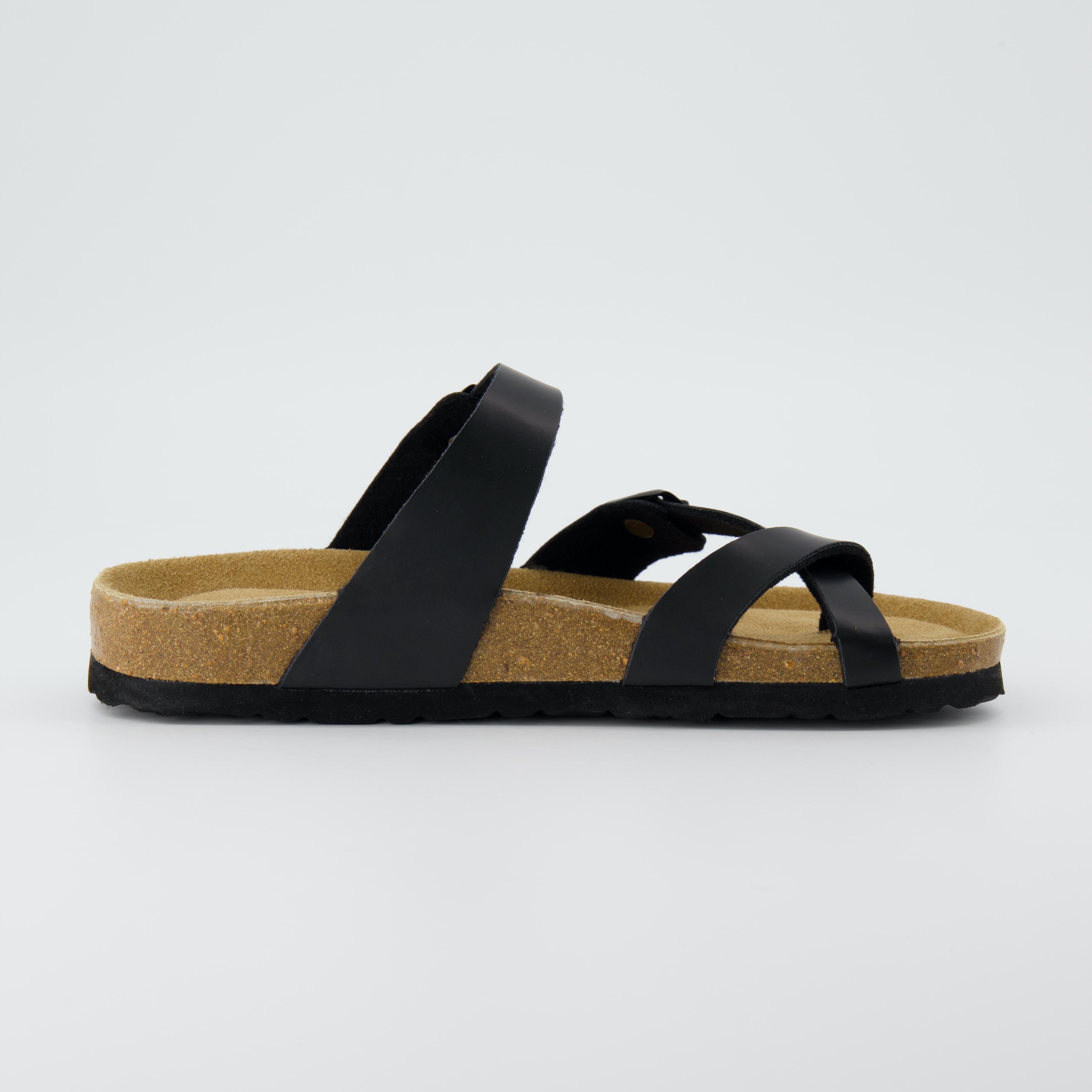 Luna Cork Footbed Sandal Black Oily