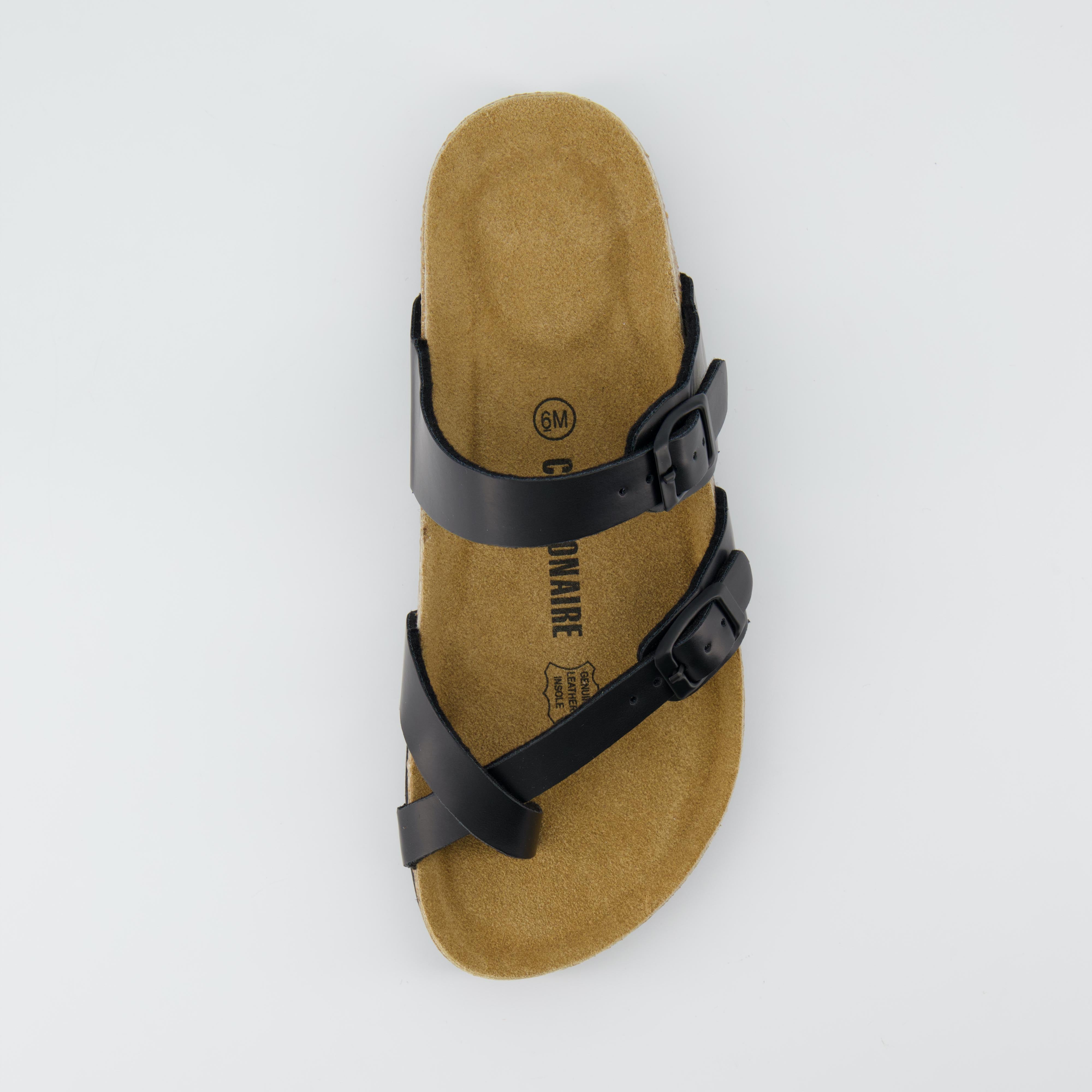 Luna Cork Footbed Sandal Black Oily