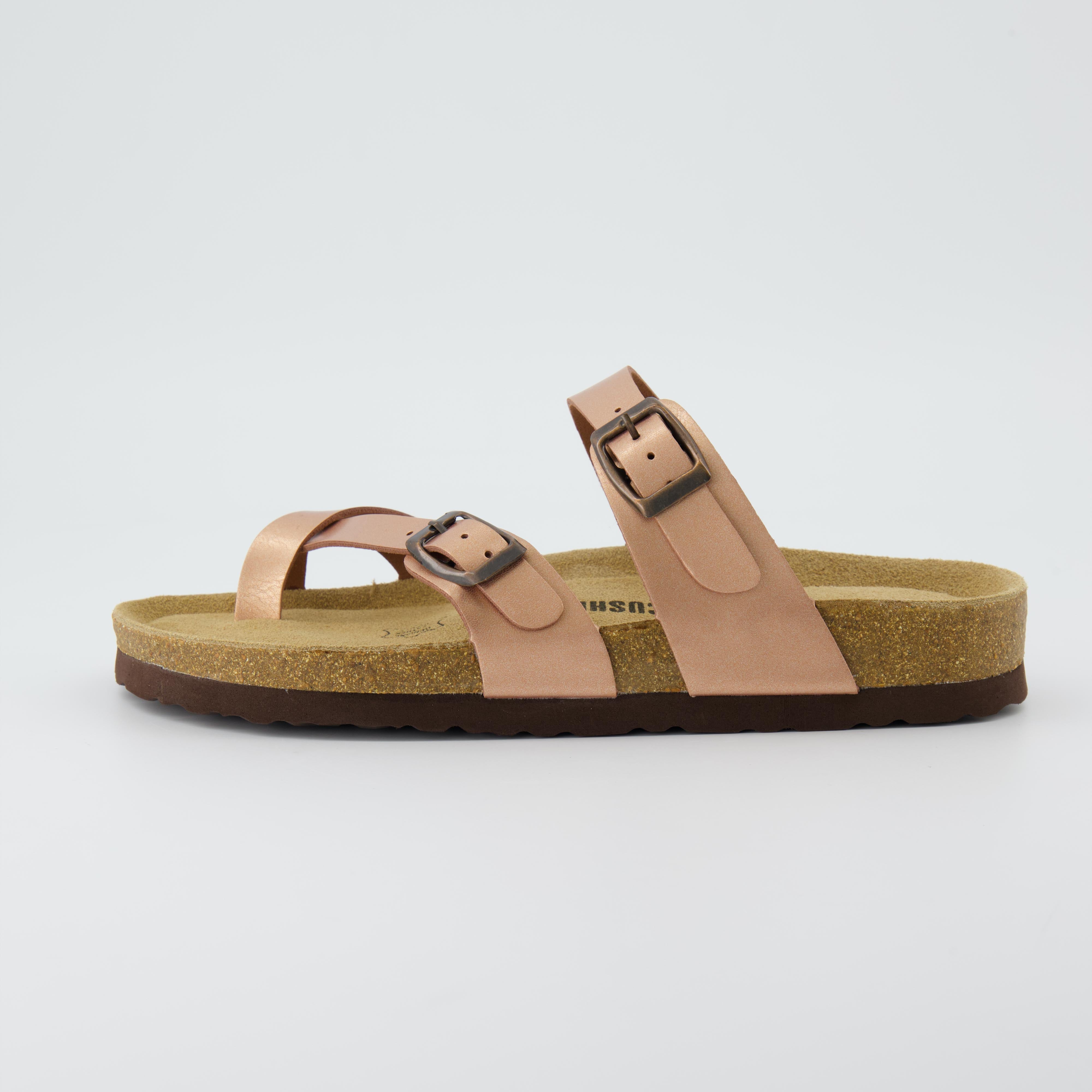 Cushionaire Women's Luna Cork Footbed Sandal Metallics