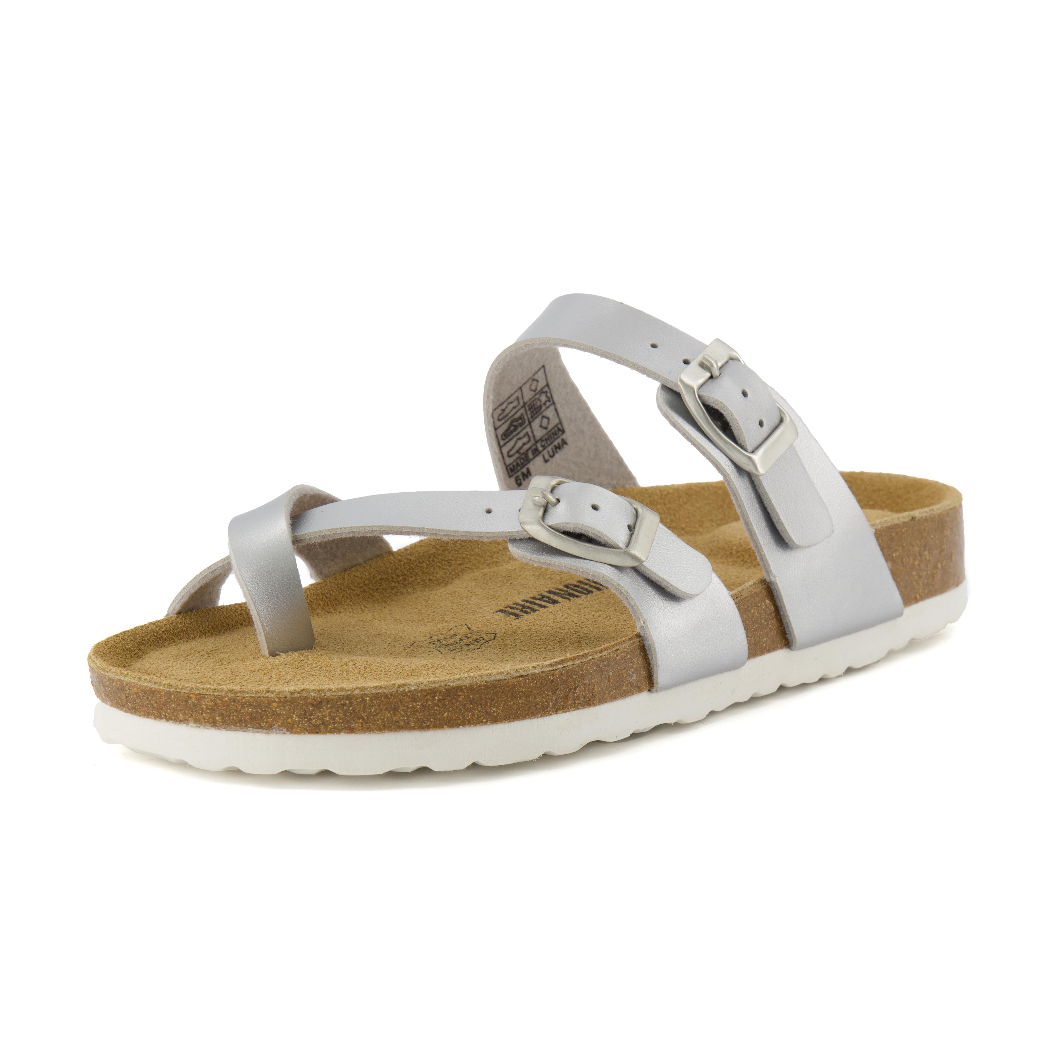 Luna Cork Footbed Sandal Metallics Silver