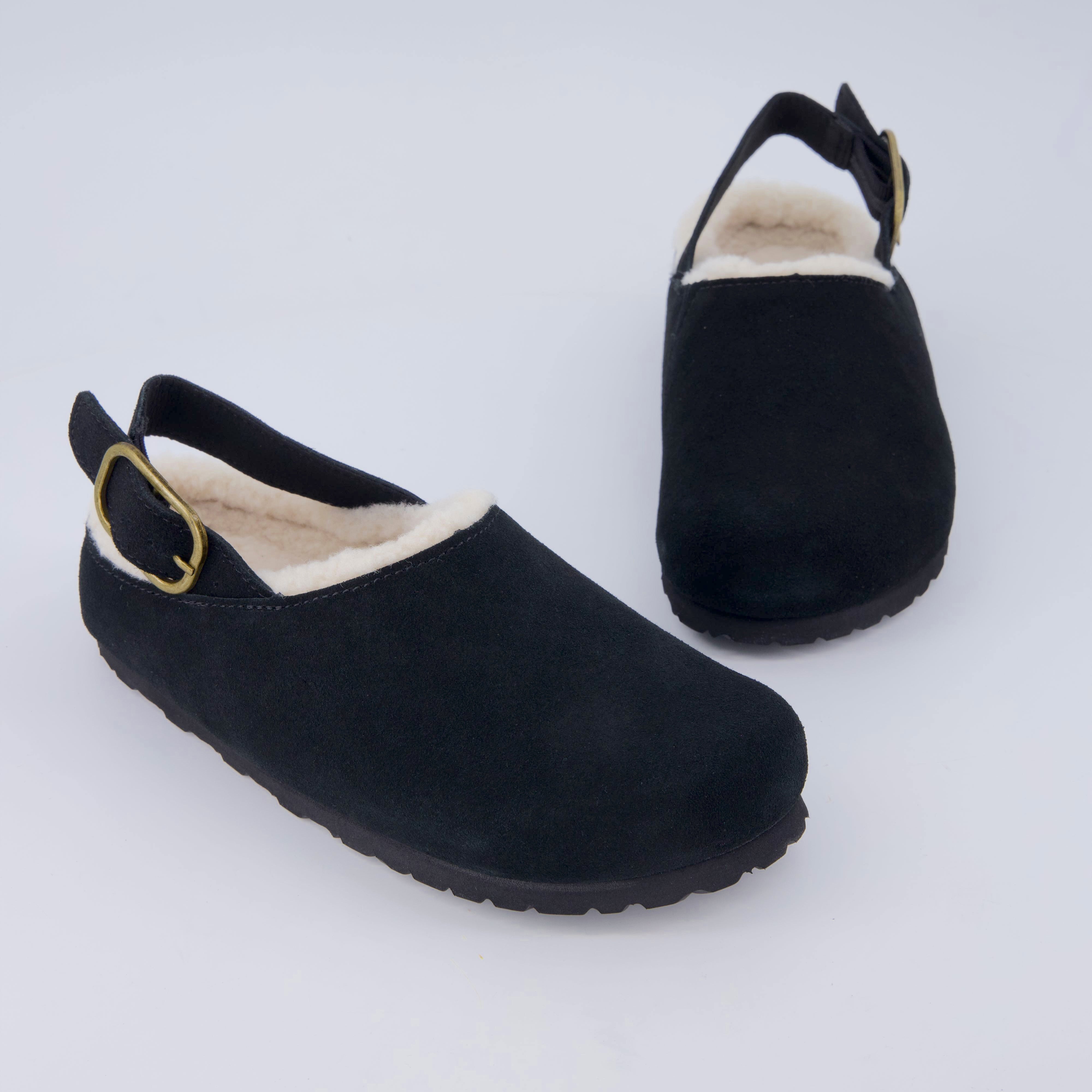 Luz Suede Clogs Black
