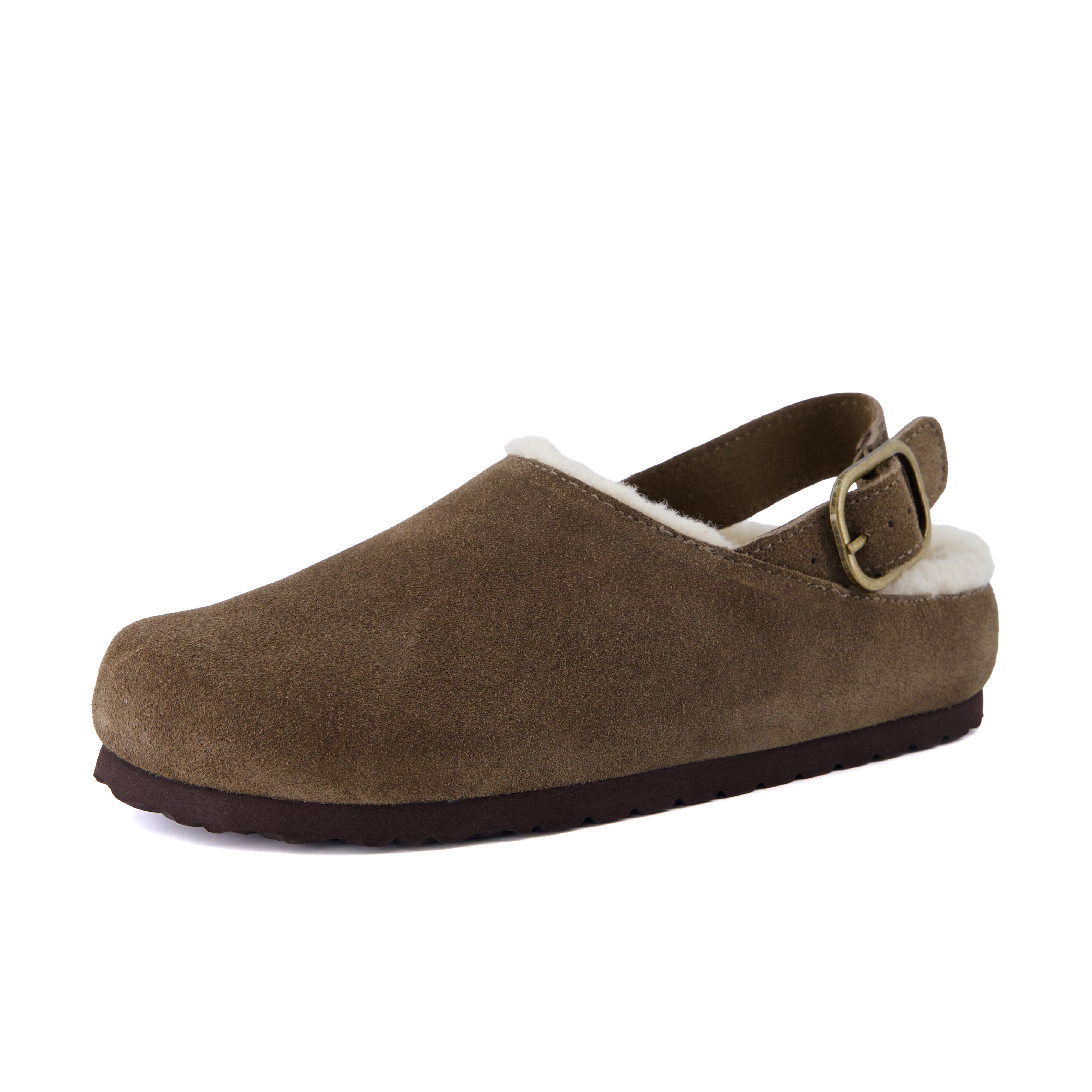 Luz Suede Clogs Dark Taupe