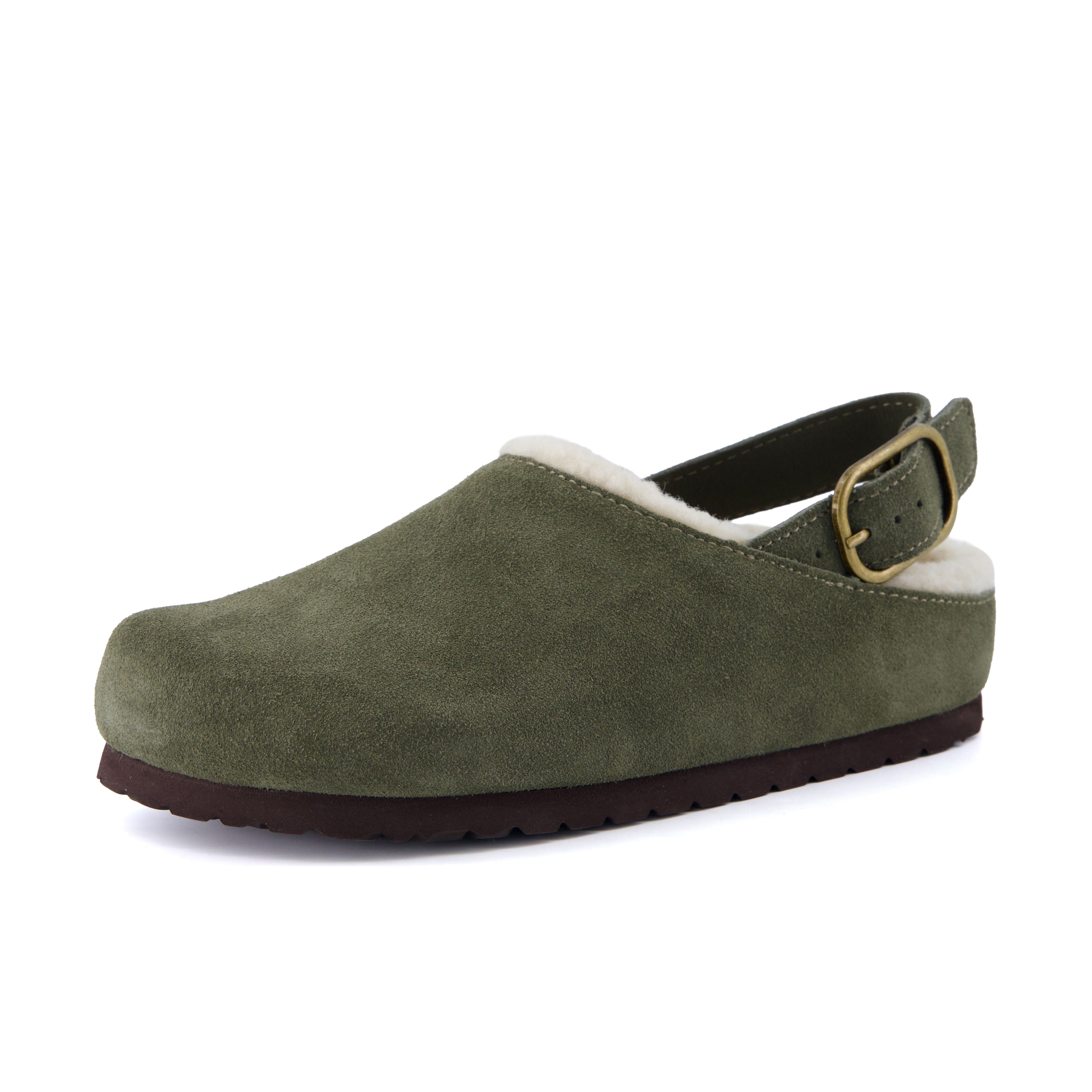Luz Suede Clogs Khaki