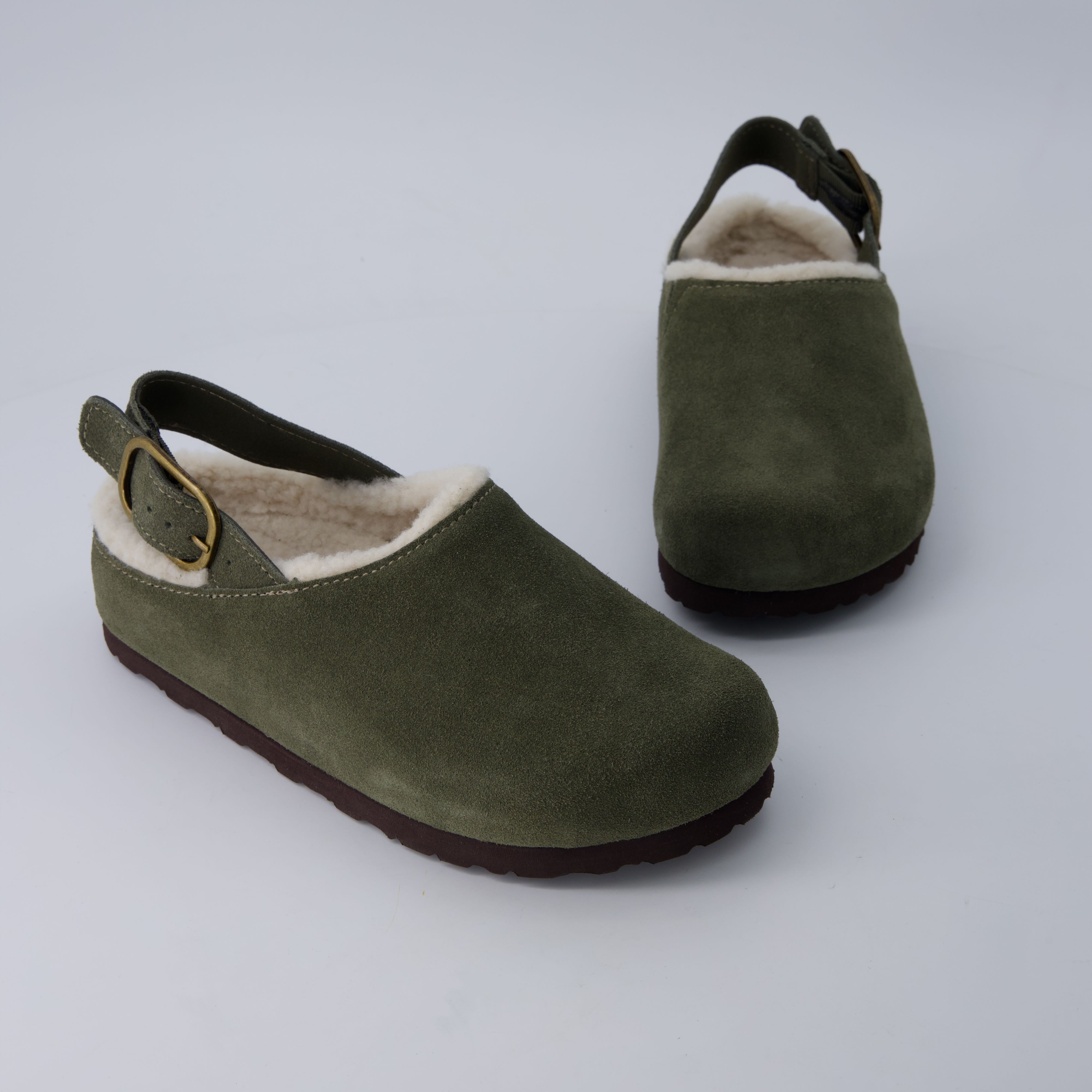 Luz Suede Clogs Khaki