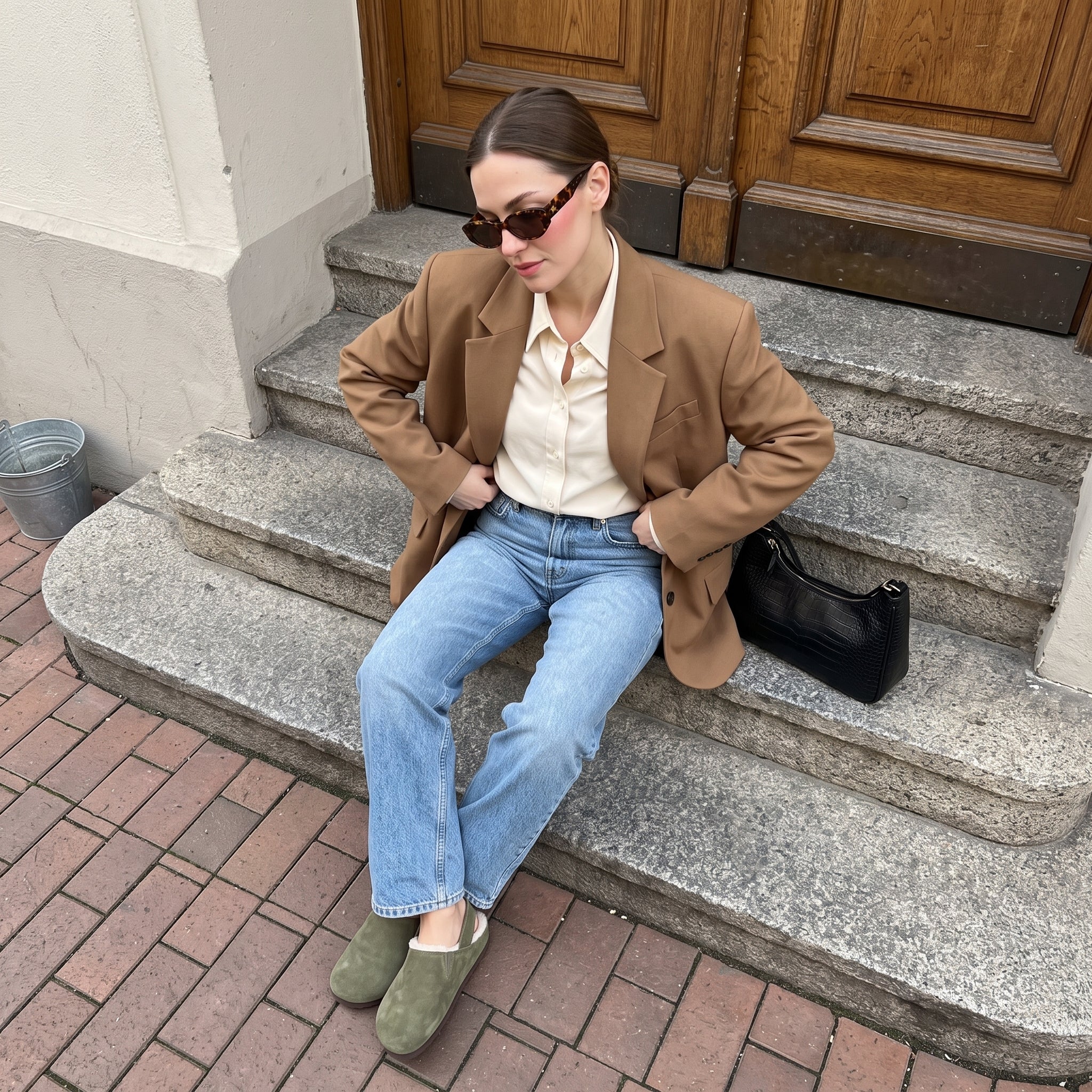Luz Suede Clogs Khaki