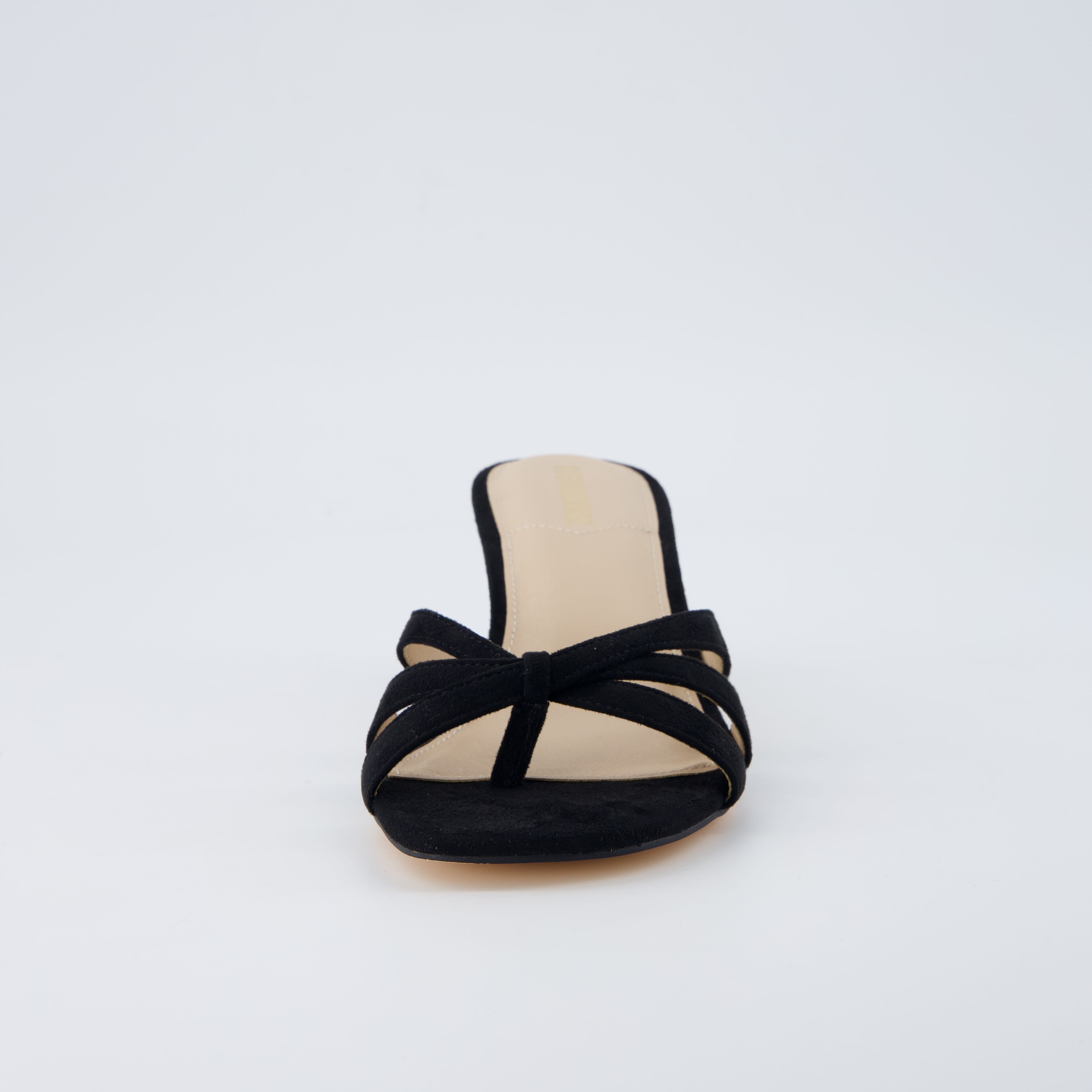 Malta Kitten Heel Sandals Black Microsuede