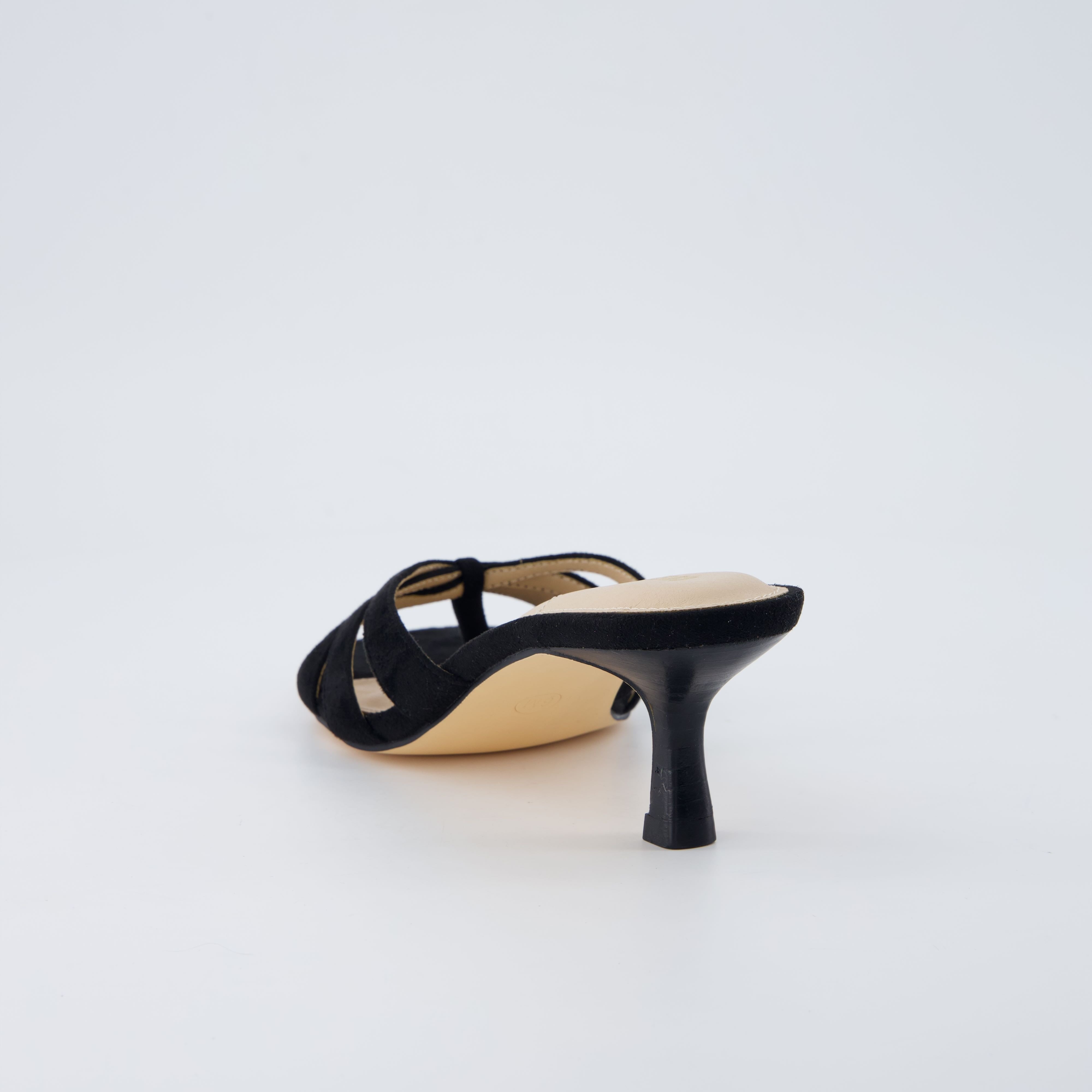 Malta Kitten Heel Sandals Black Microsuede