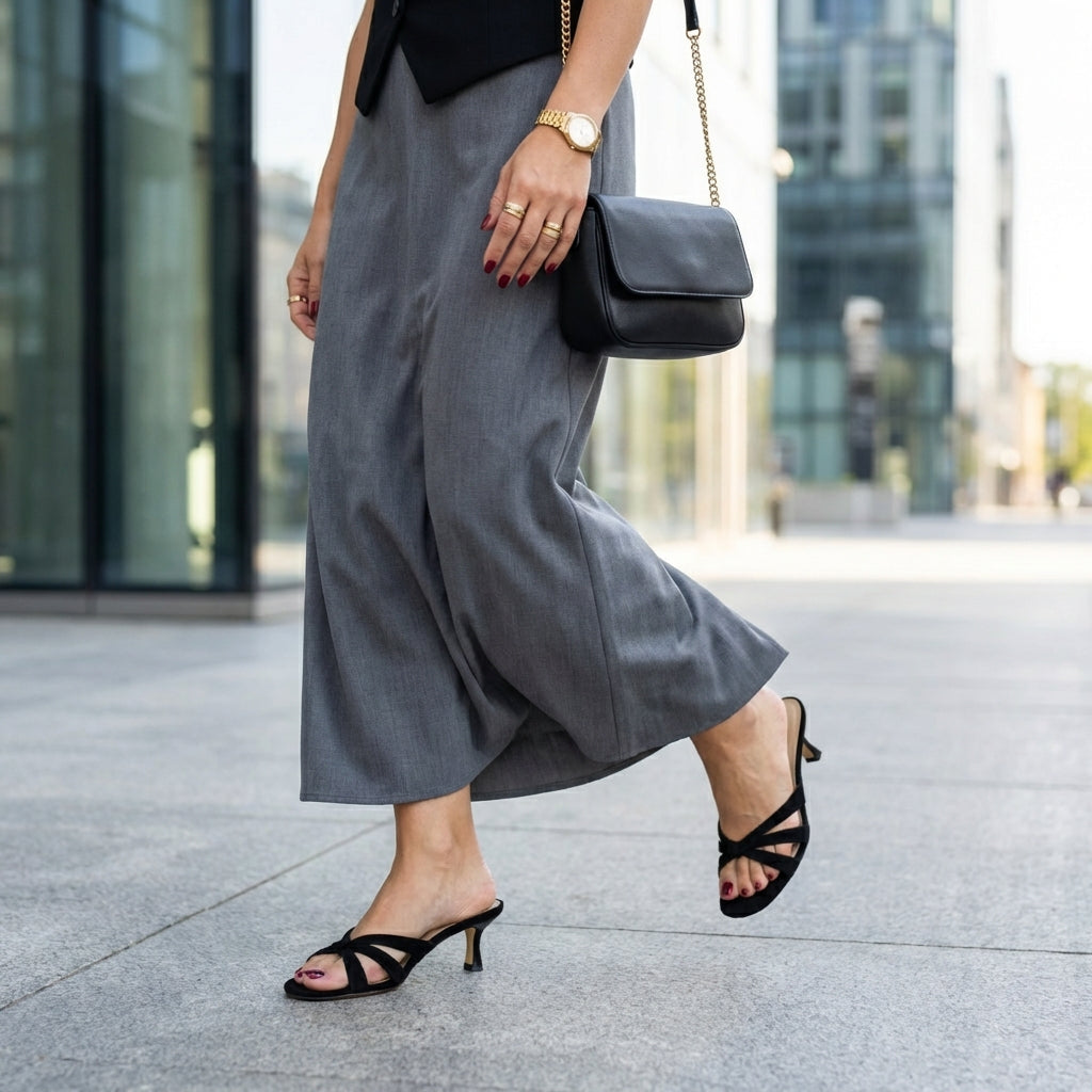 Malta Kitten Heel Sandals Black Microsuede