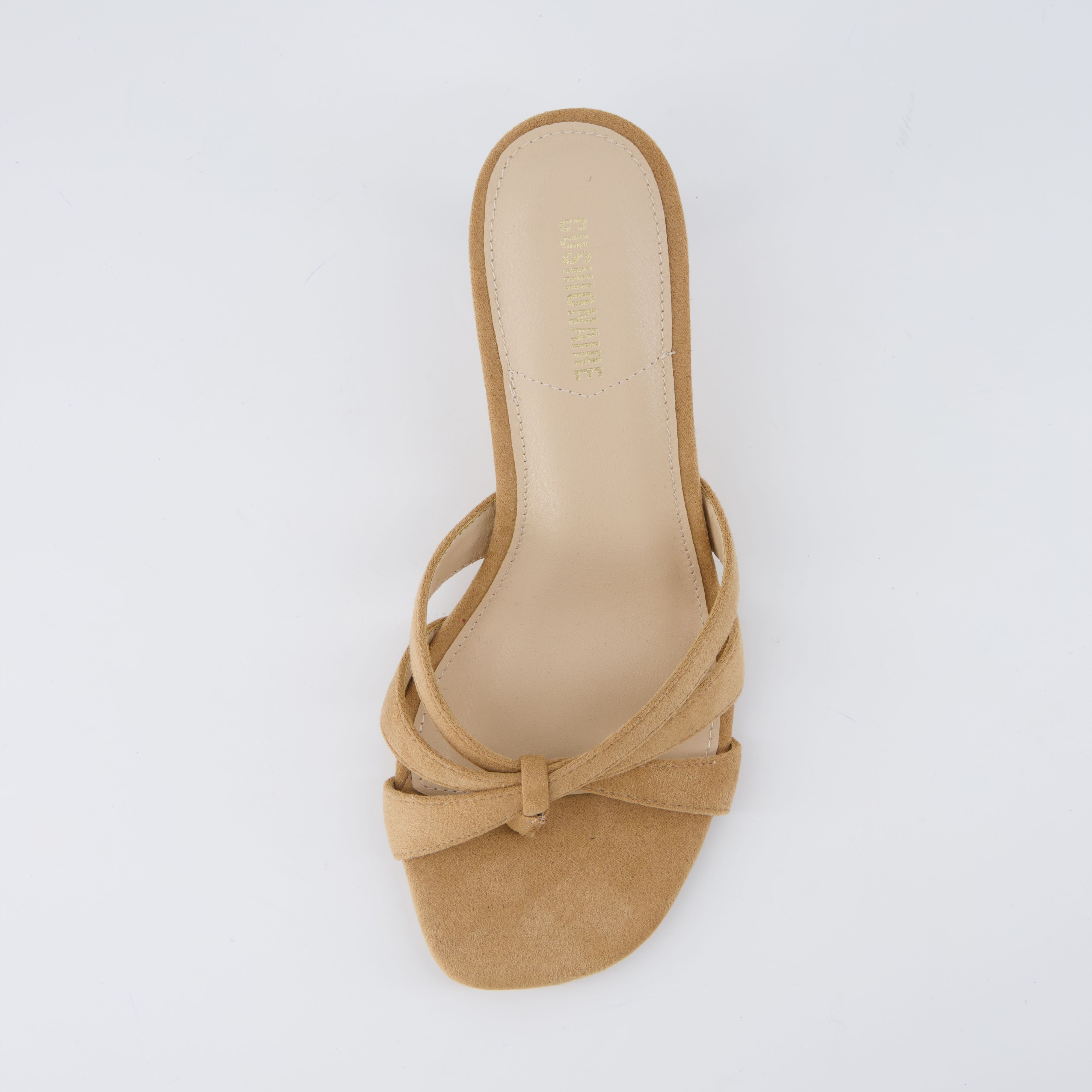 Malta Kitten Heel Sandals Camel Microsuede