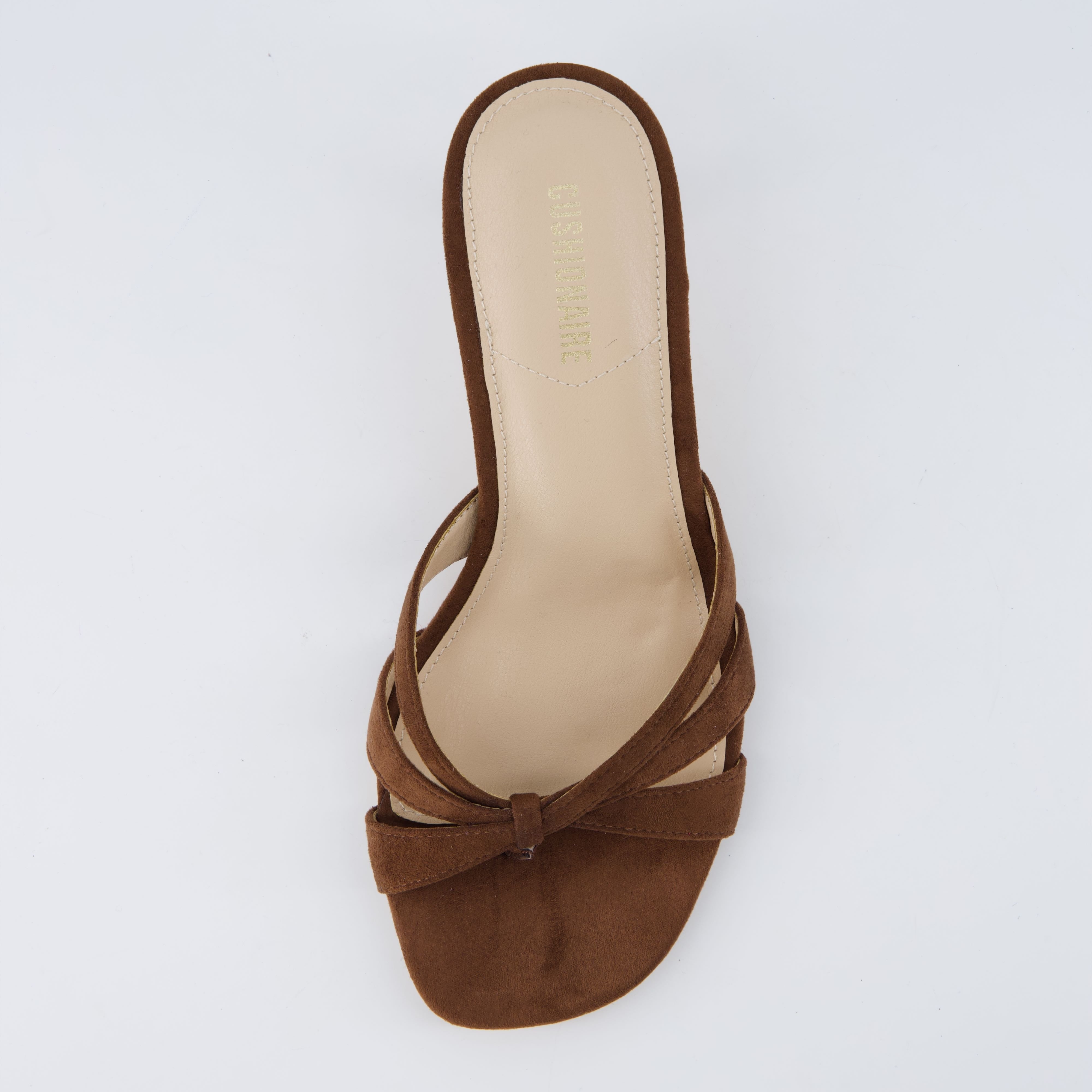 Malta Kitten Heel Sandals Chocolate Microsuede
