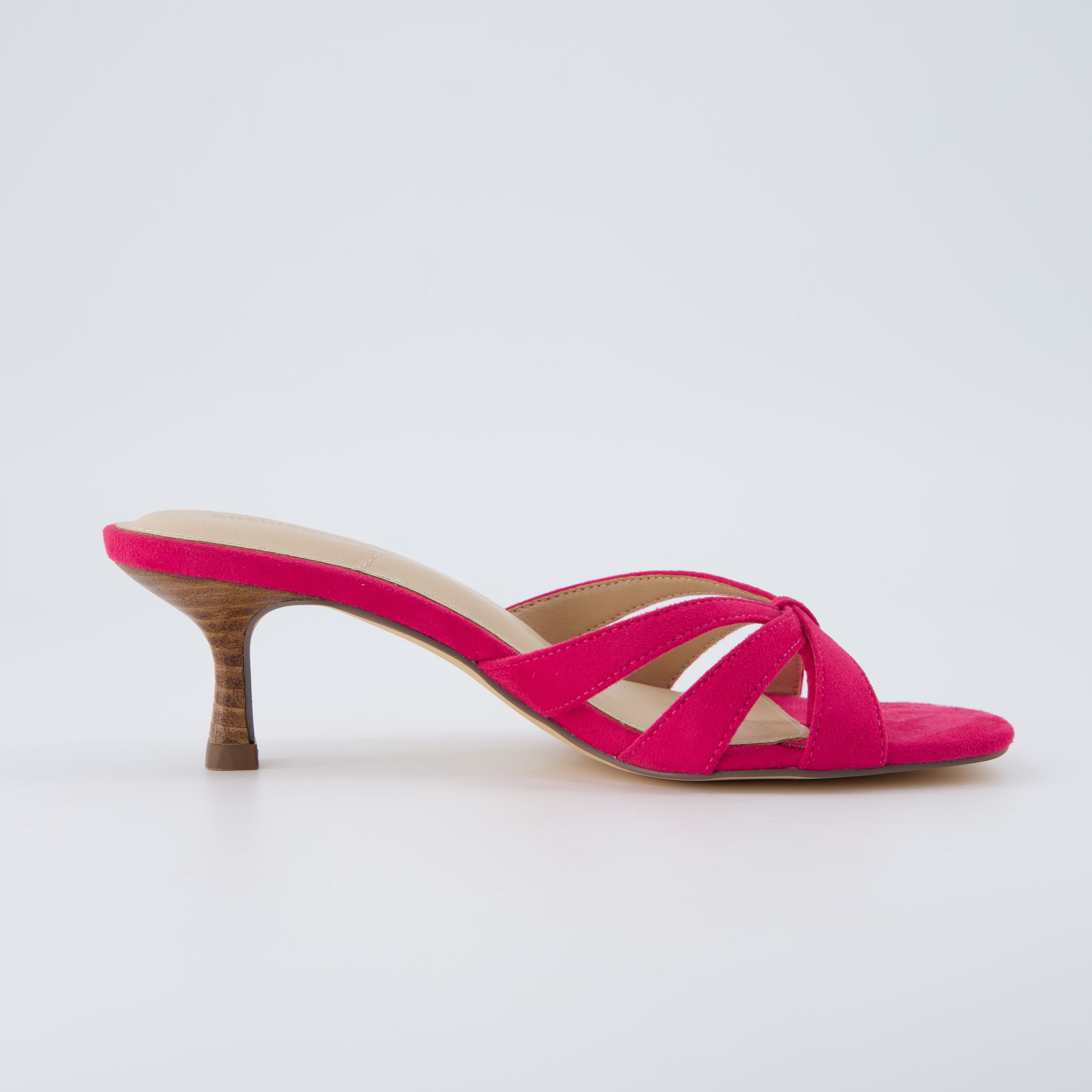 Malta Kitten Heel Sandals Fuchsia Microsuede
