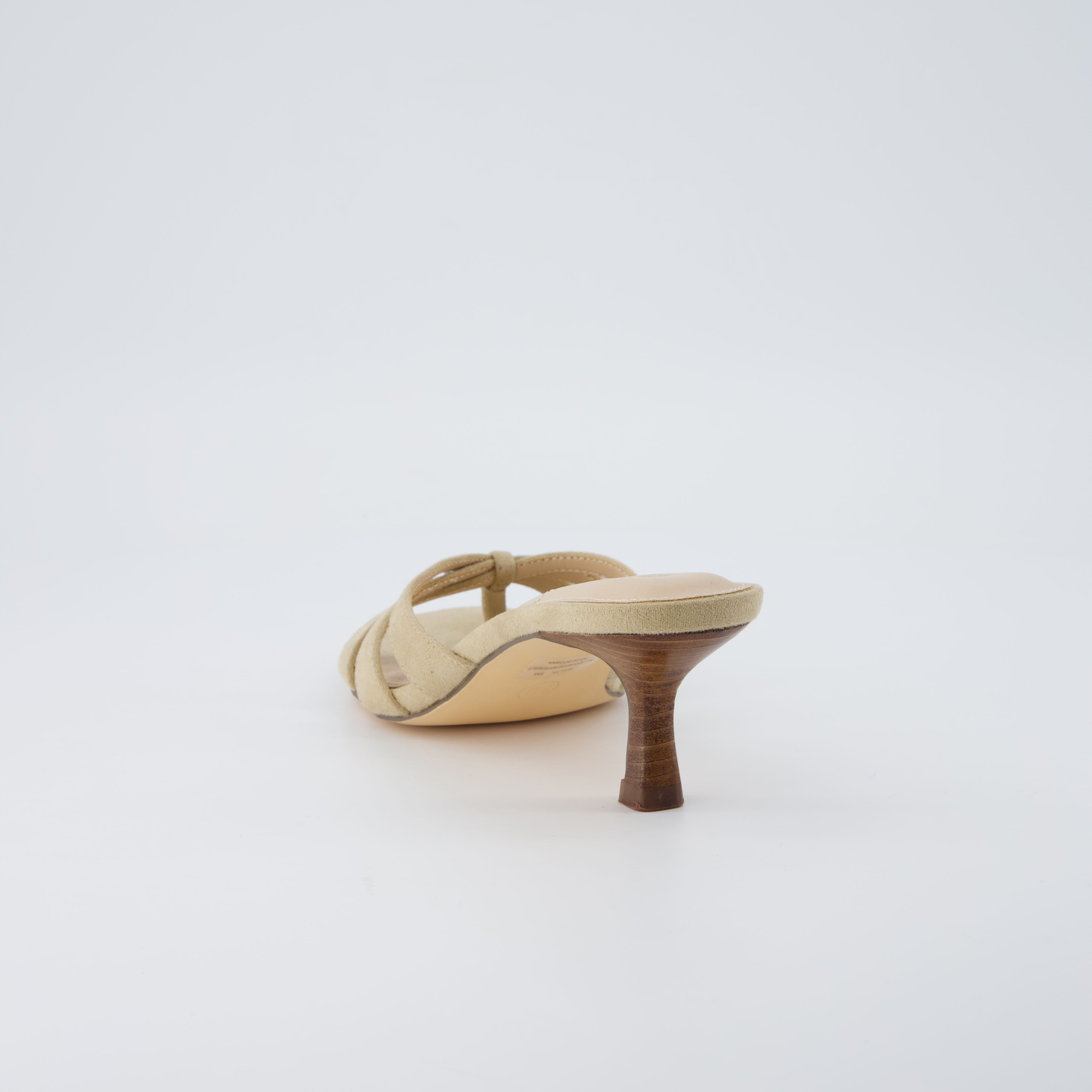 Malta Kitten Heel Sandals Ivory Microsuede