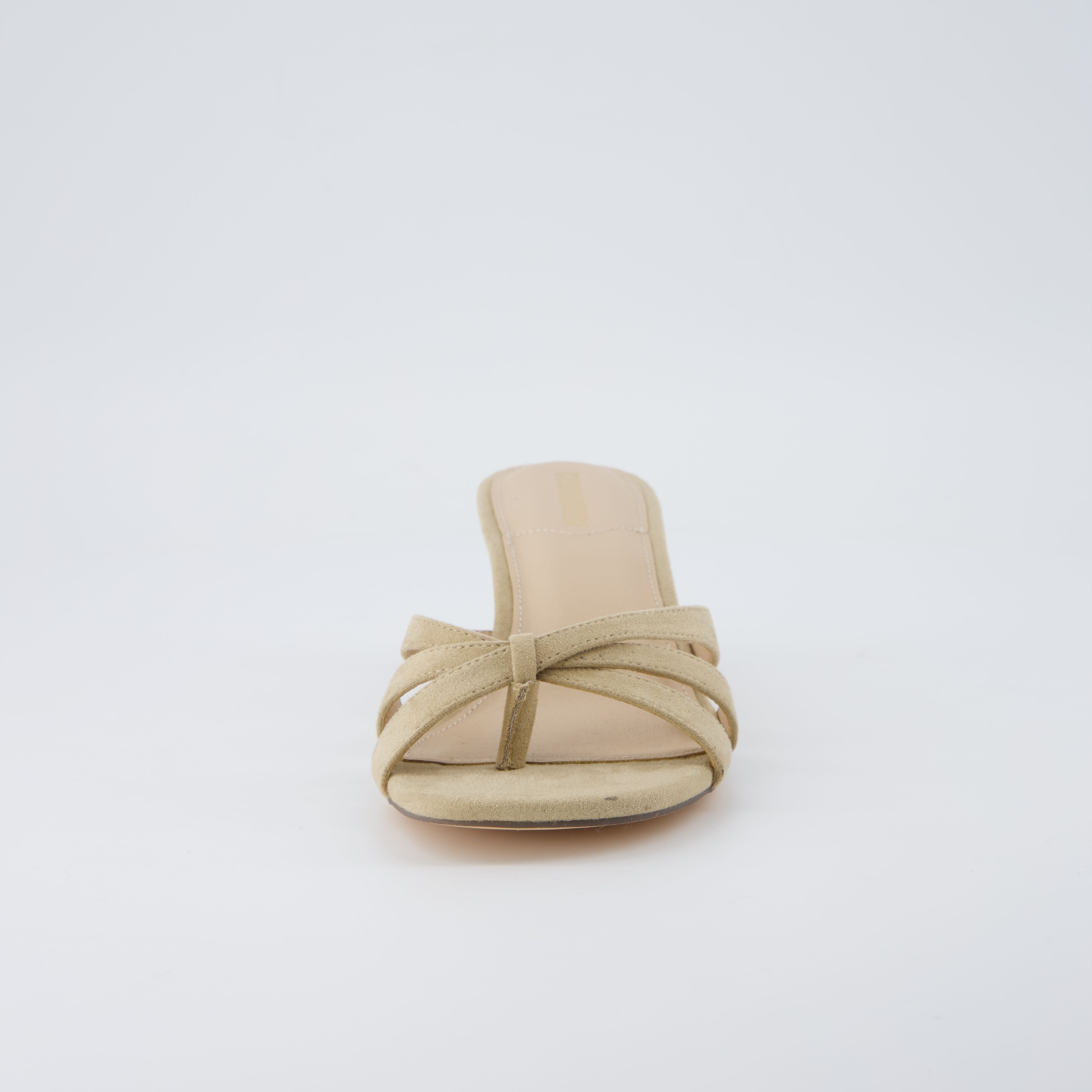 Malta Kitten Heel Sandals Ivory Microsuede