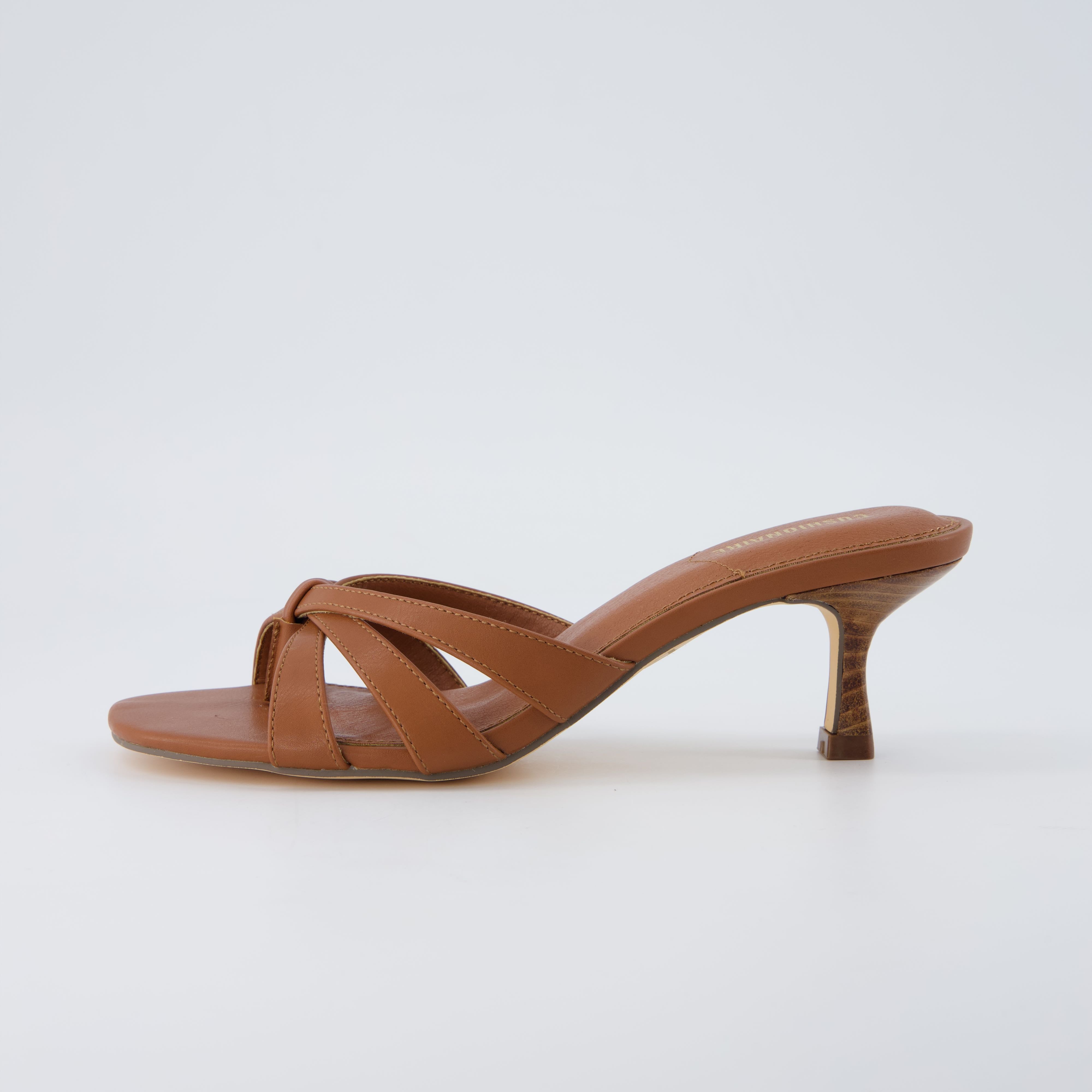 Malta Kitten Heel Sandals Whiskey Smooth